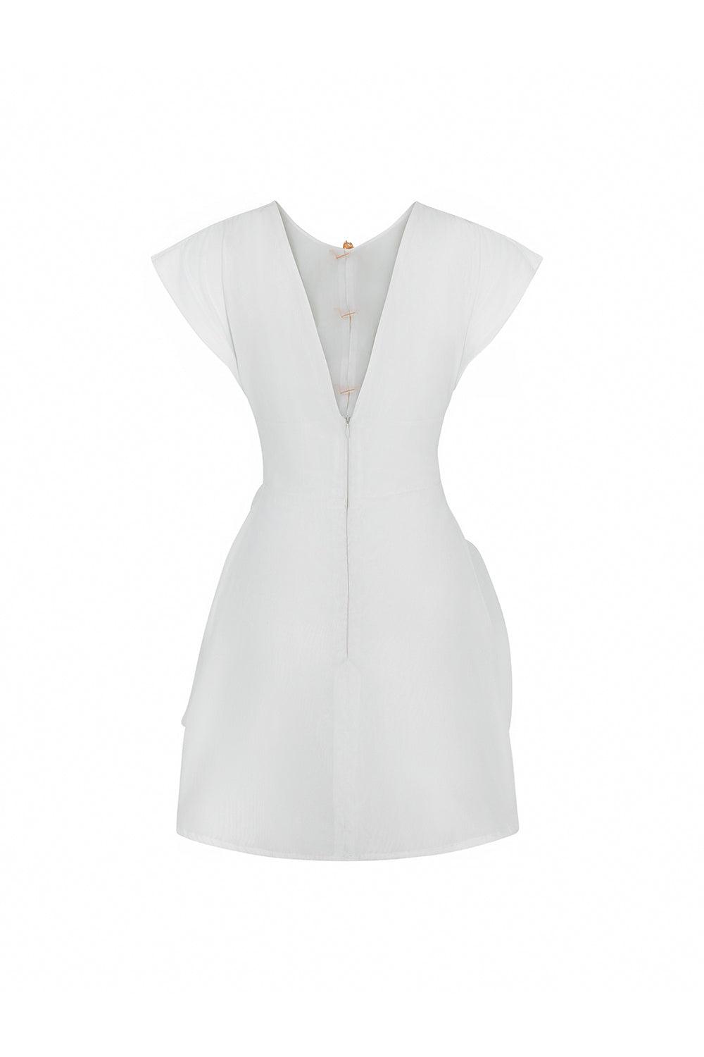 Clover A-line Jewel Neck Organza Mini Dress