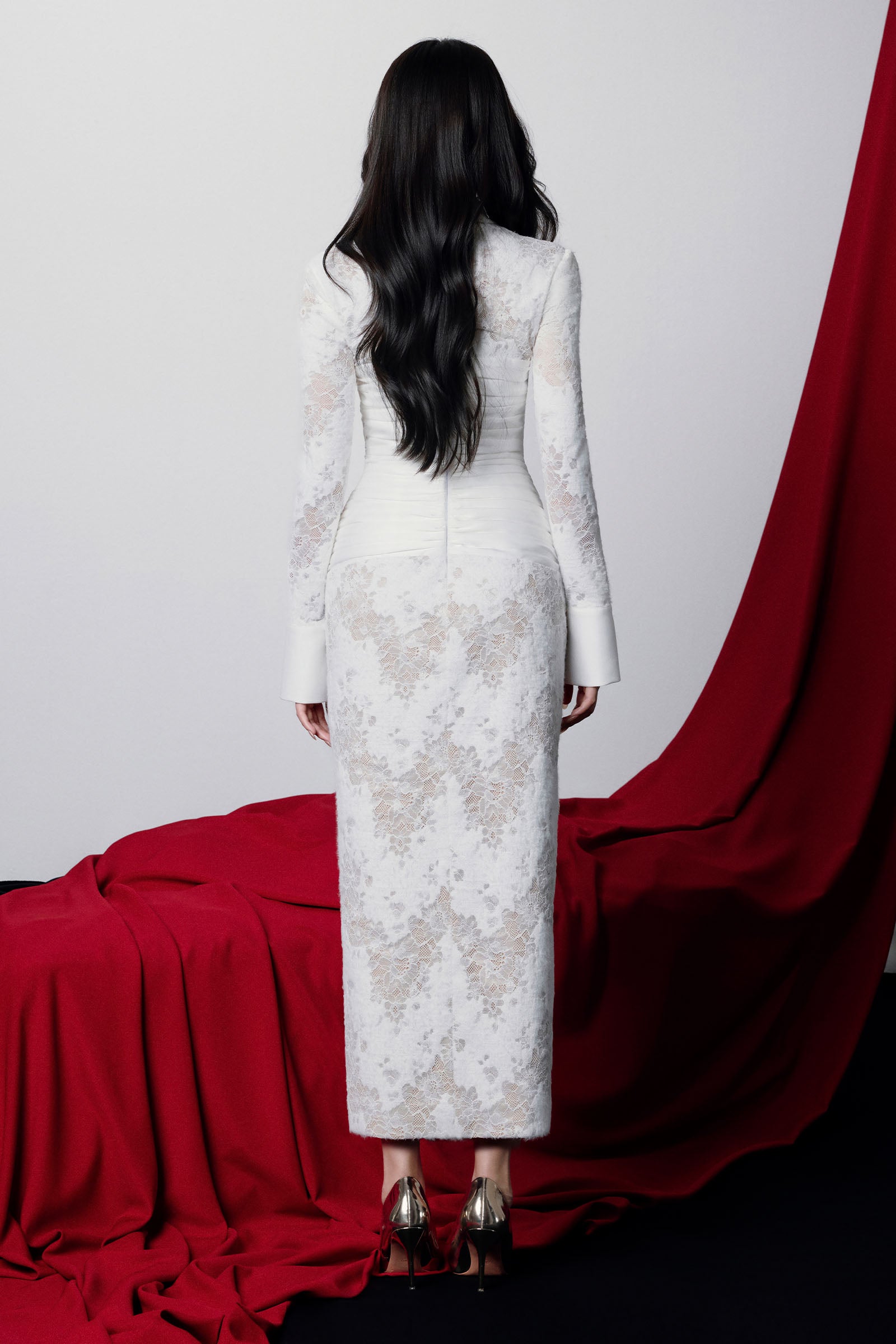 Eulalia Collared Draped Midi Dress