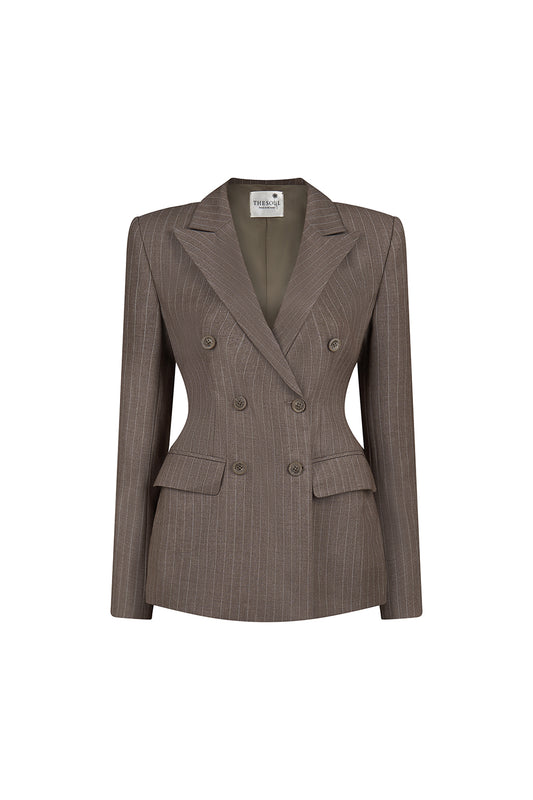 Glimmer Straight Flap Pocket Wool Blend Blazer