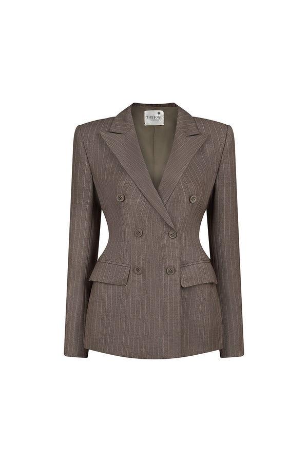 Glimmer Straight Flap Pocket Wool Blend Blazer