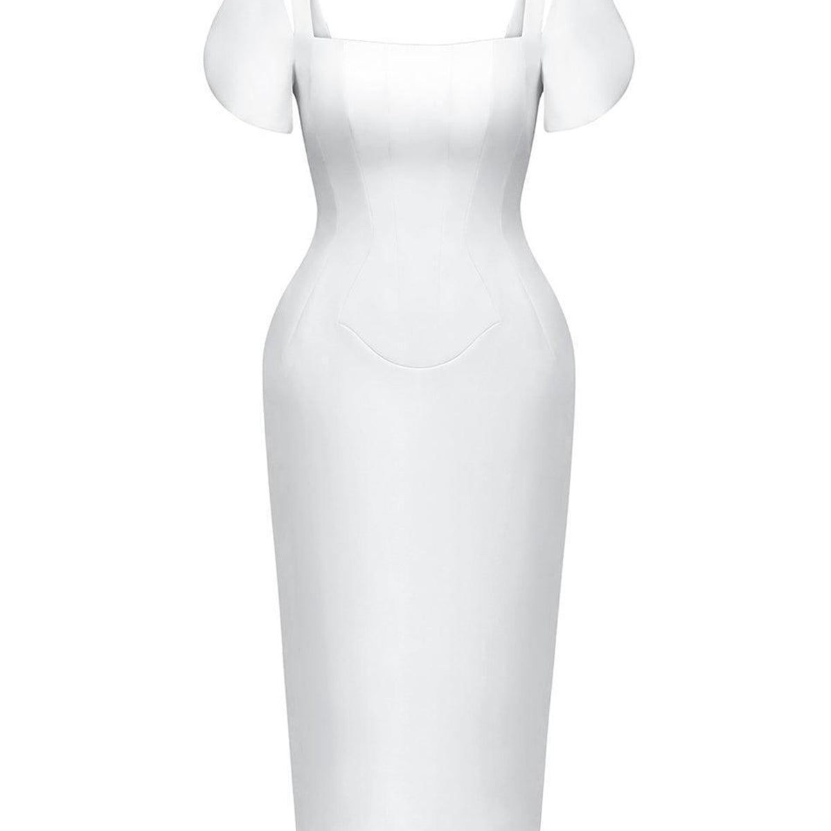 Marianne Pegged Puffy Sleeved Polycotton Midi Dress