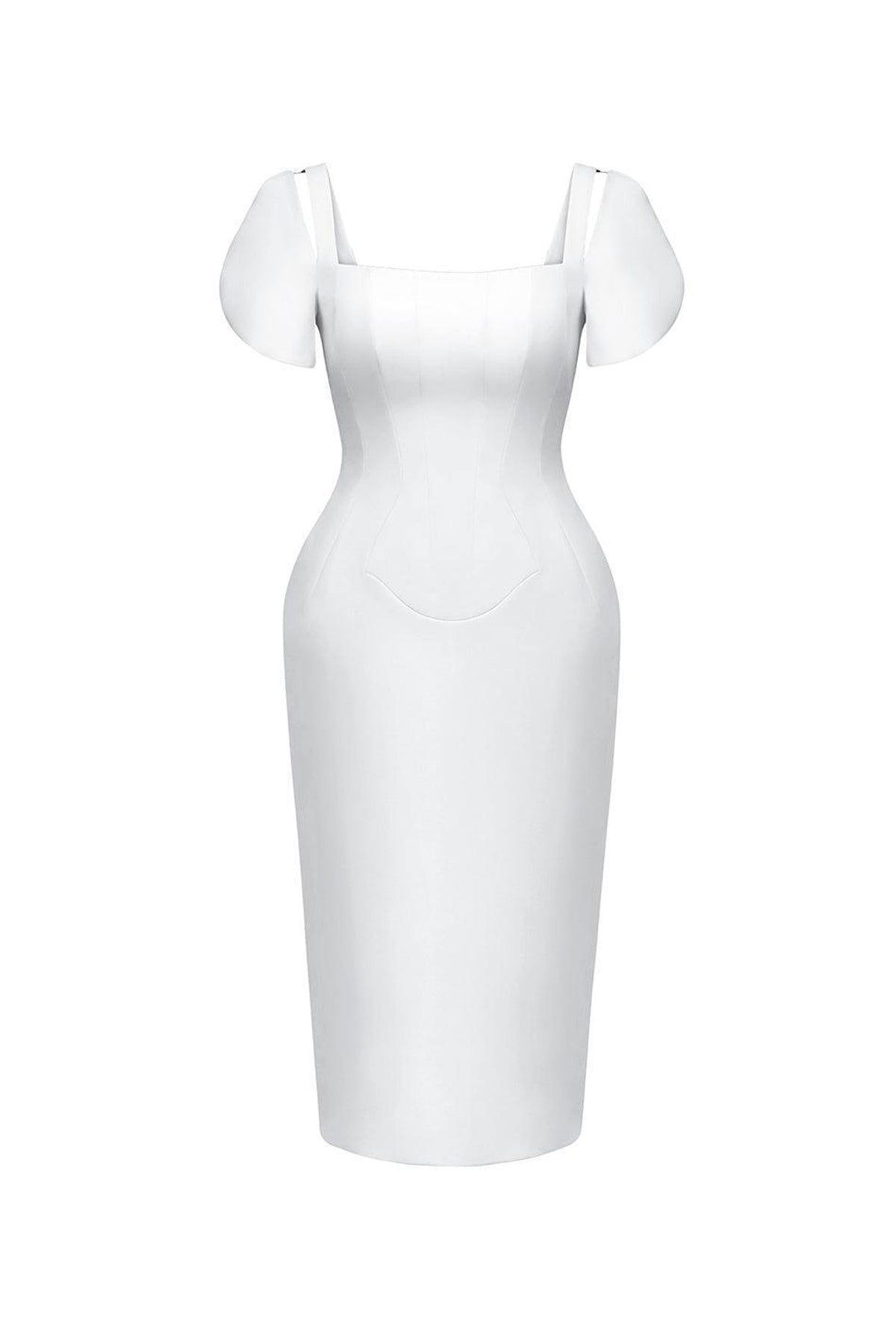 Marianne Pegged Puffy Sleeved Polycotton Midi Dress