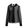 Sage Straight Cut-Out Chiffon Shirt