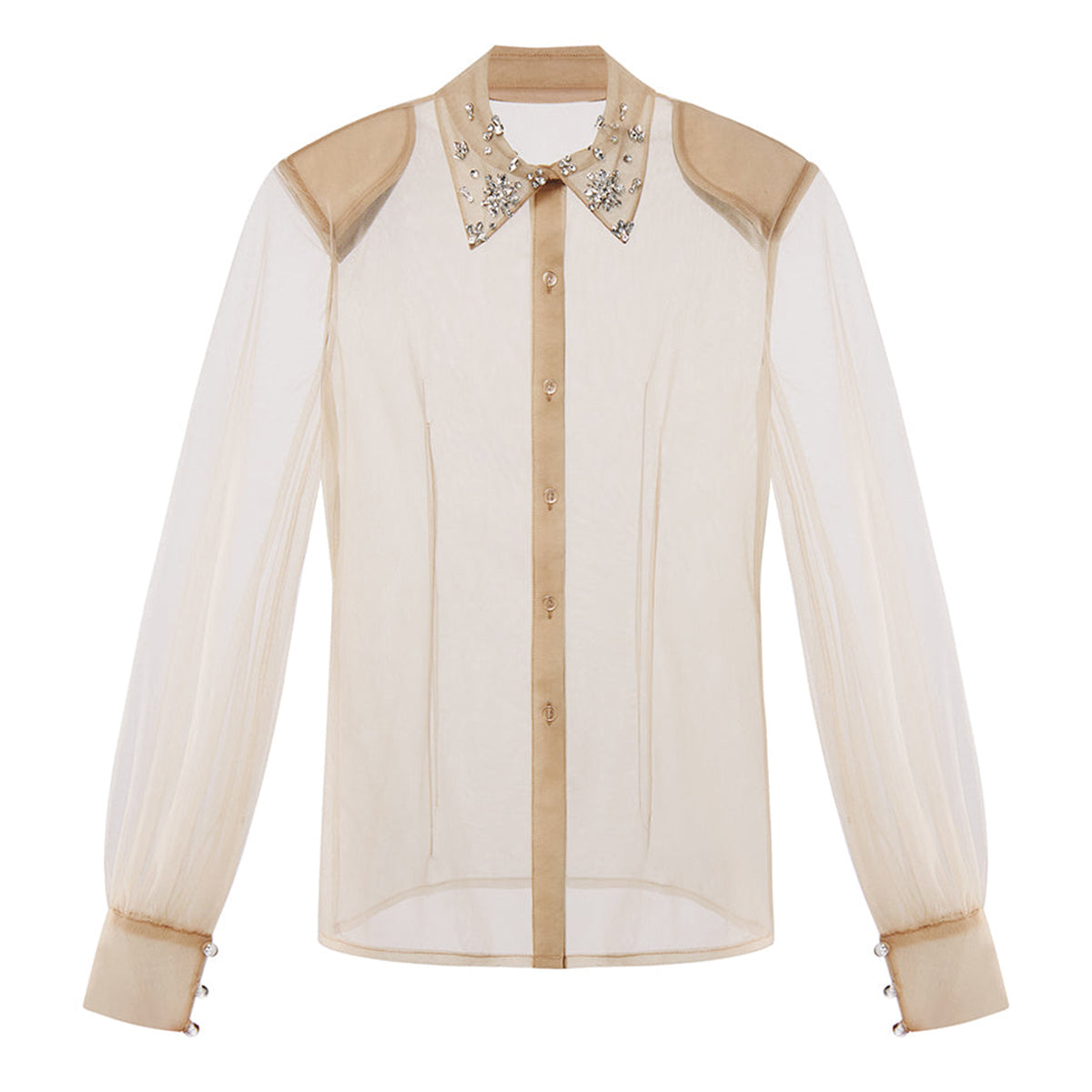 Soline Straight See-Through Mesh Shirt