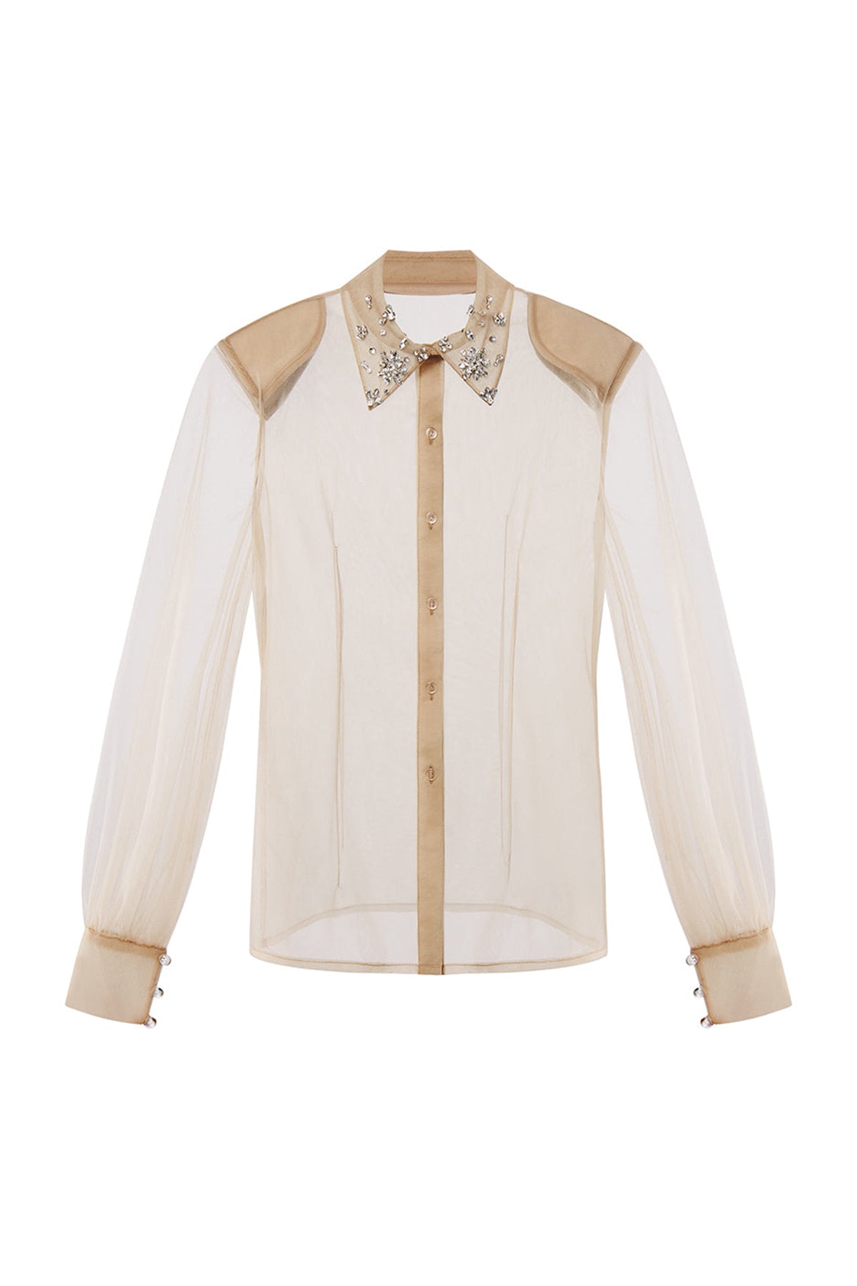 Soline Straight See-Through Mesh Shirt