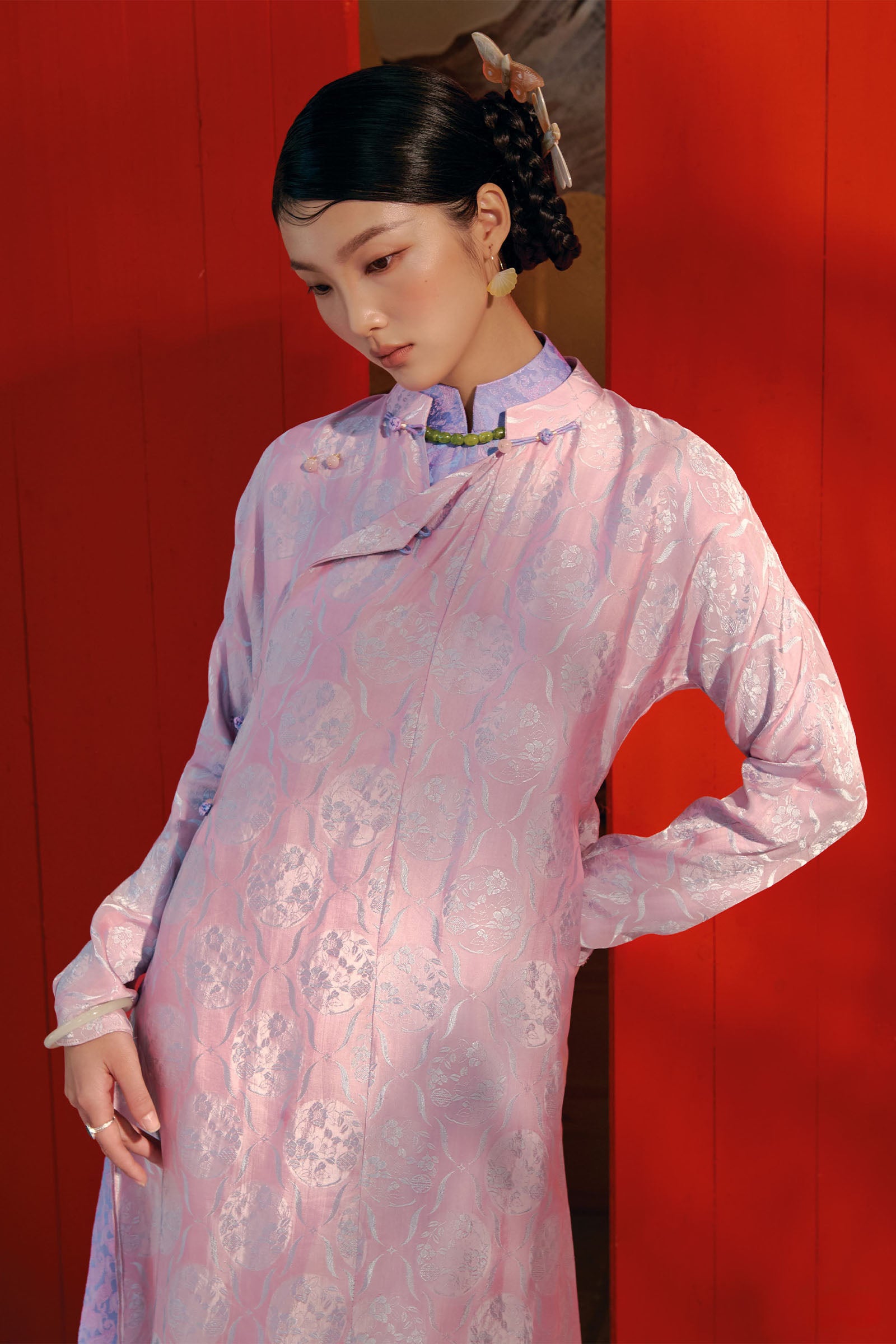 Giao Khue A-line Ao Dai Set