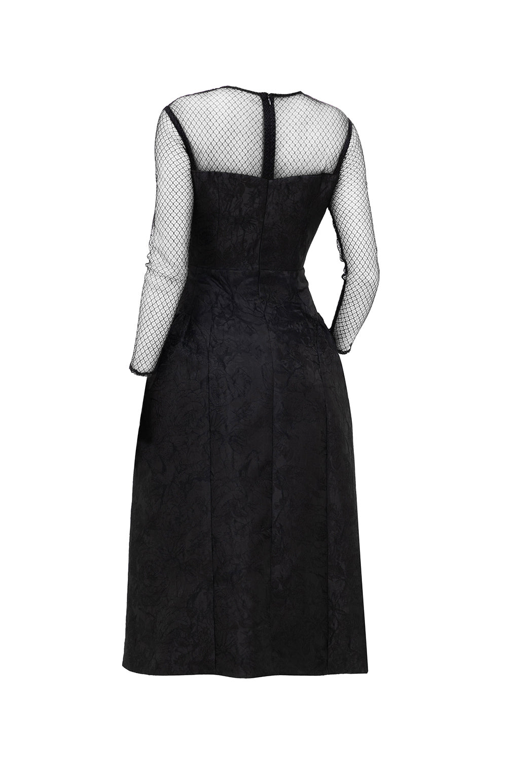 Orchid A-line V-Neck Jacquard Calf Length Dress