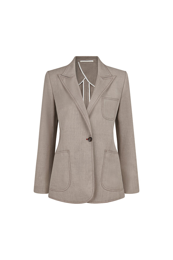 Viva Straight Long Sleeved Wool Blend Blazer