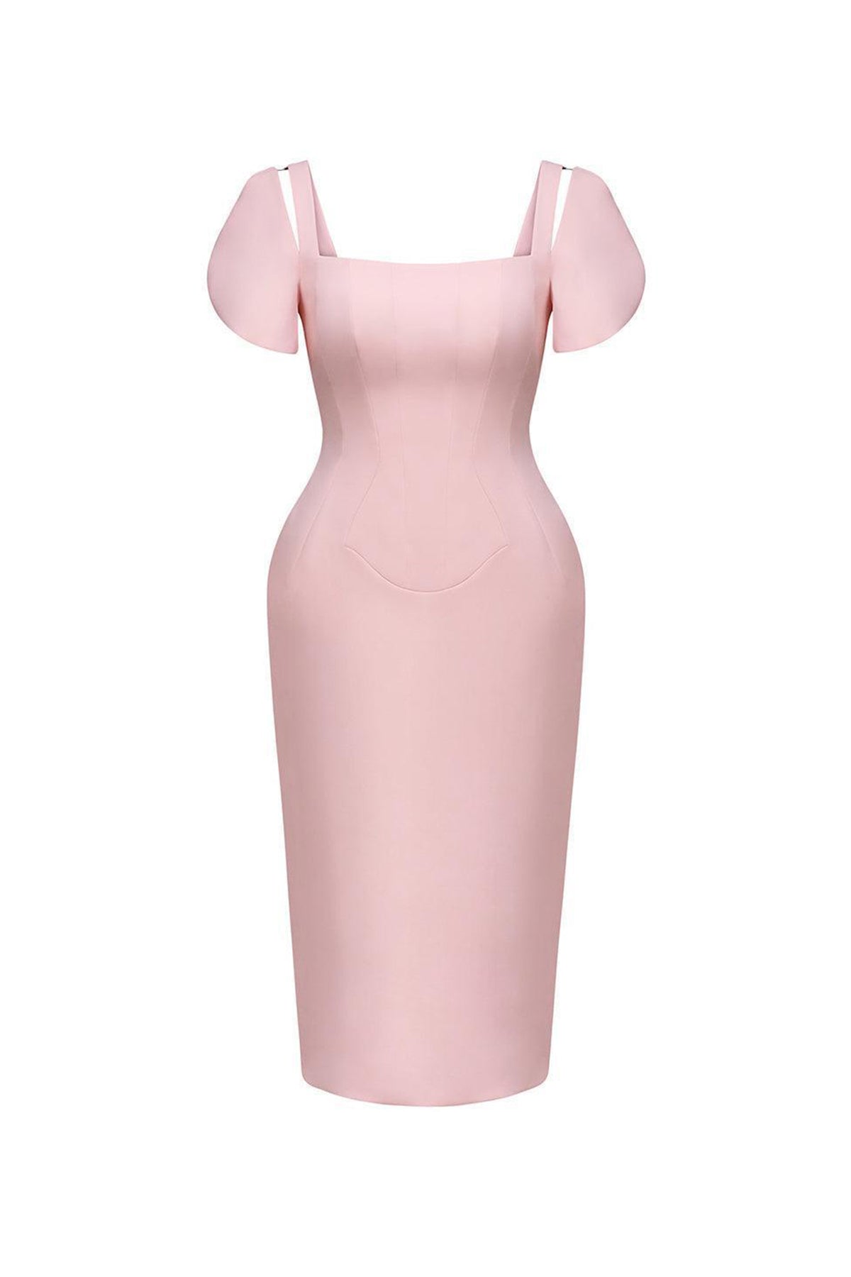 Marianne Pegged Puffy Sleeved Polycotton Midi Dress