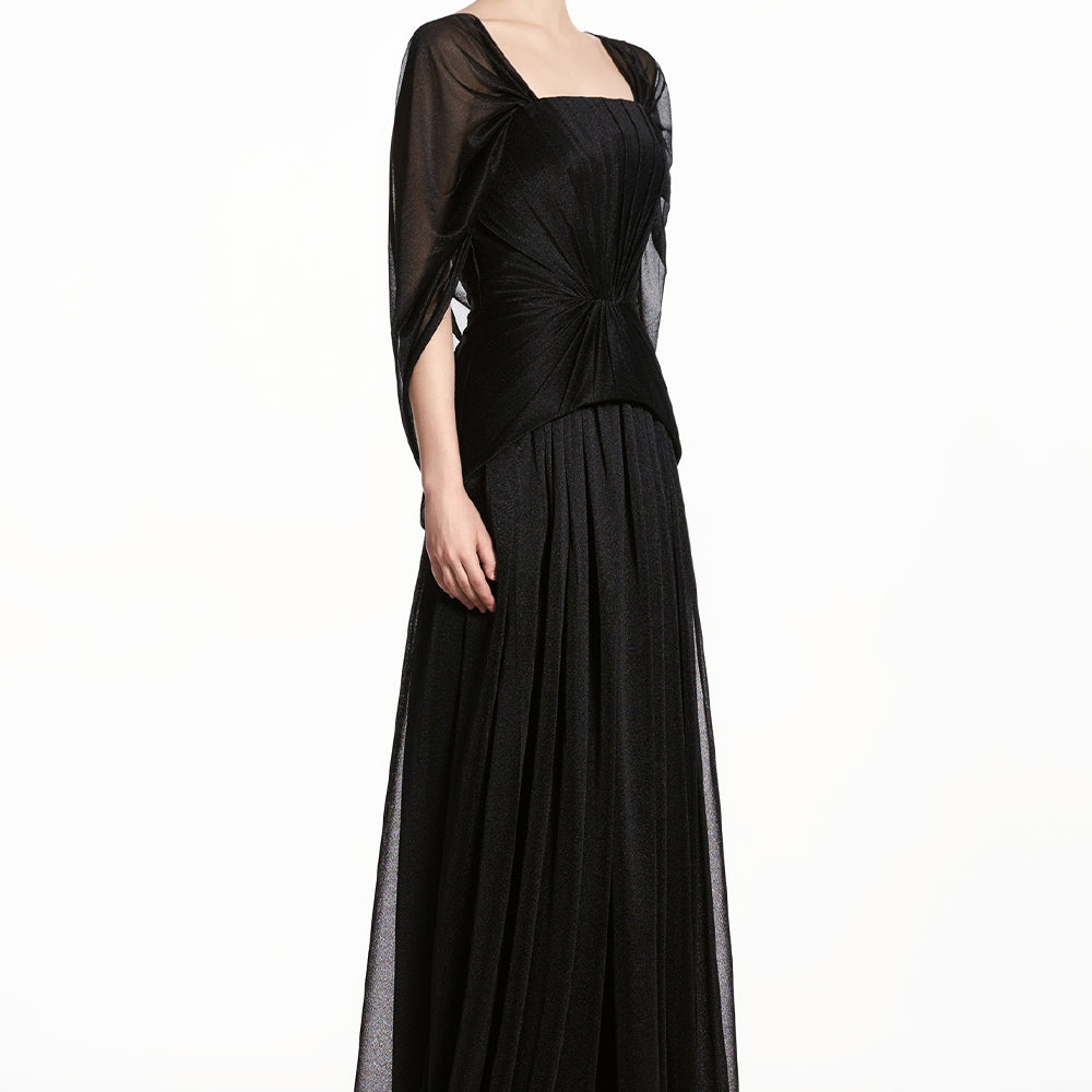 Lumine Square Neck Pleated Maxi Dress