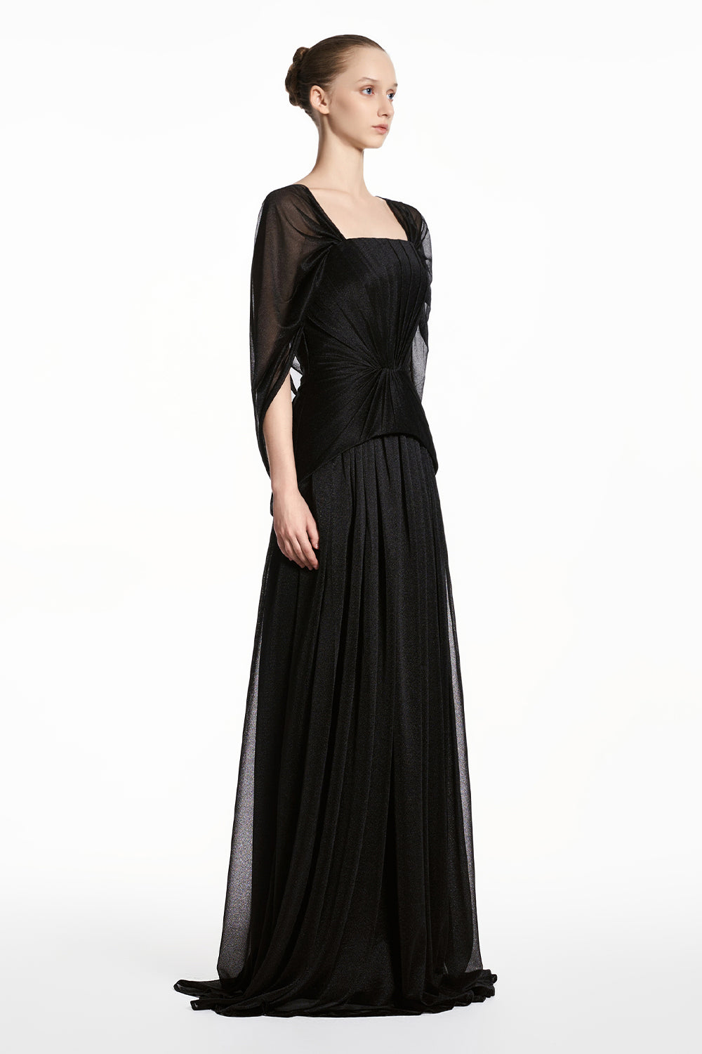 Lumine Square Neck Pleated Maxi Dress