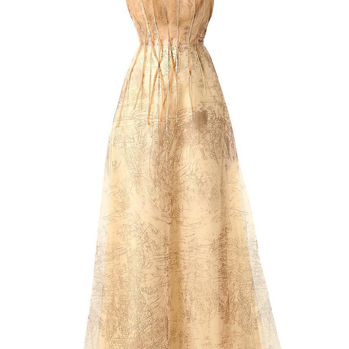 Reilly A-line Jewel Neck Organza Ankle Length Dress