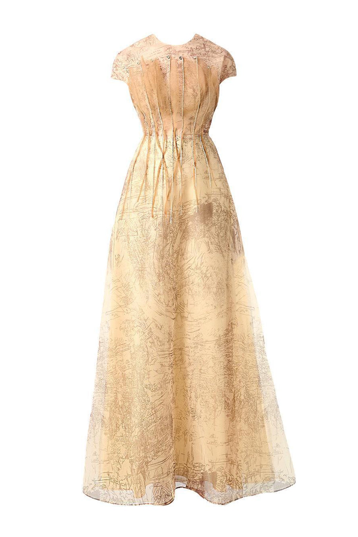 Reilly A-line Jewel Neck Organza Ankle Length Dress