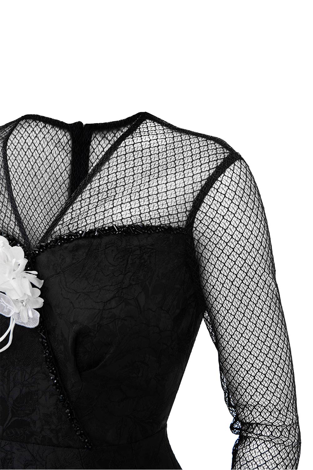 Orchid A-line V-Neck Jacquard Calf Length Dress