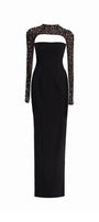 Aislinn Sheath Cape Sleeved Twill Floor Length Set - MEAN BLVD