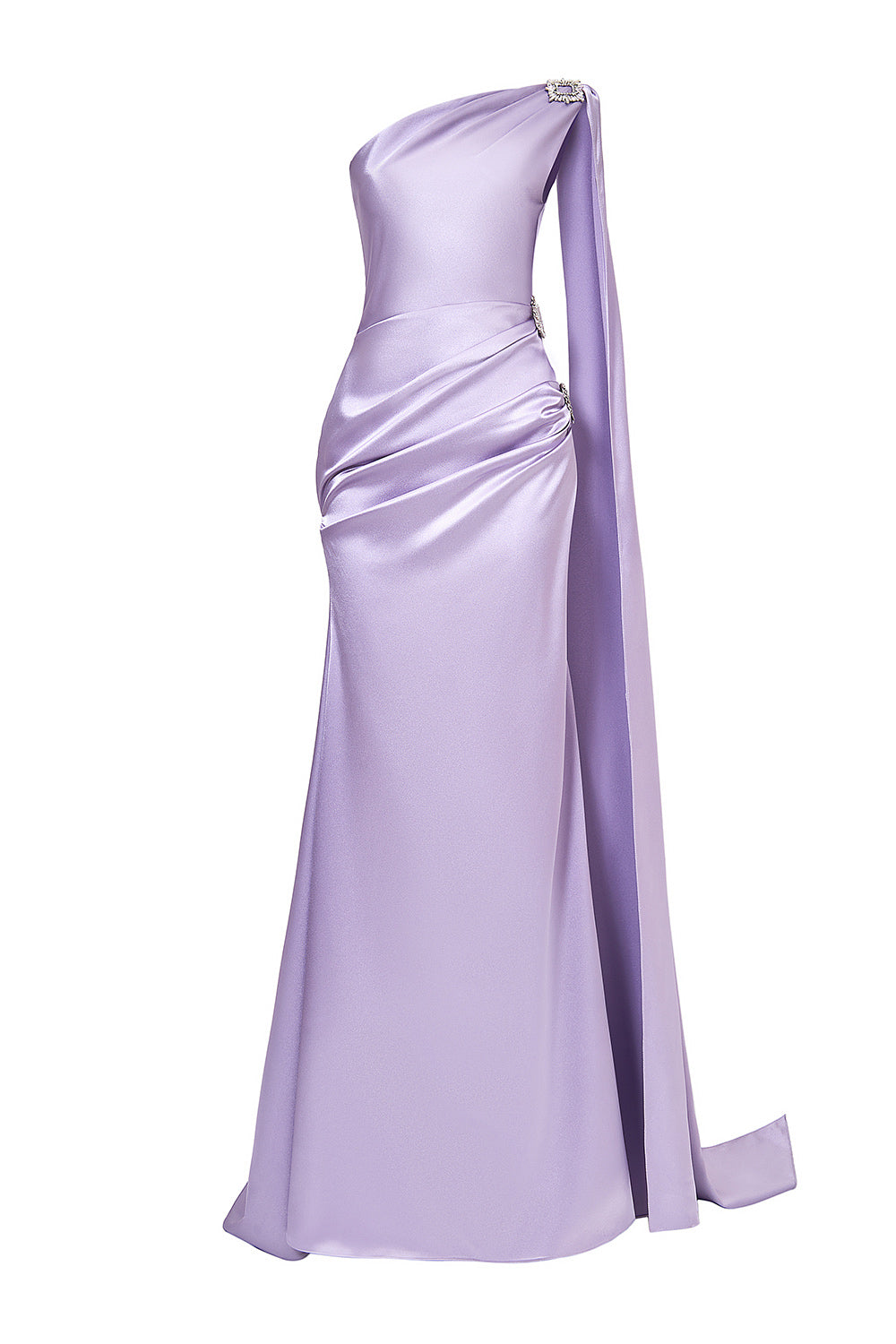 light purple silk dress Tyla Satin Bias-Cut Maxi Dress