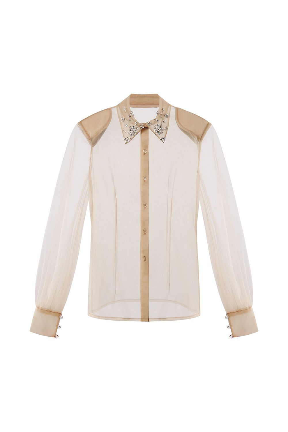 Soline Straight See-Through Mesh Shirt