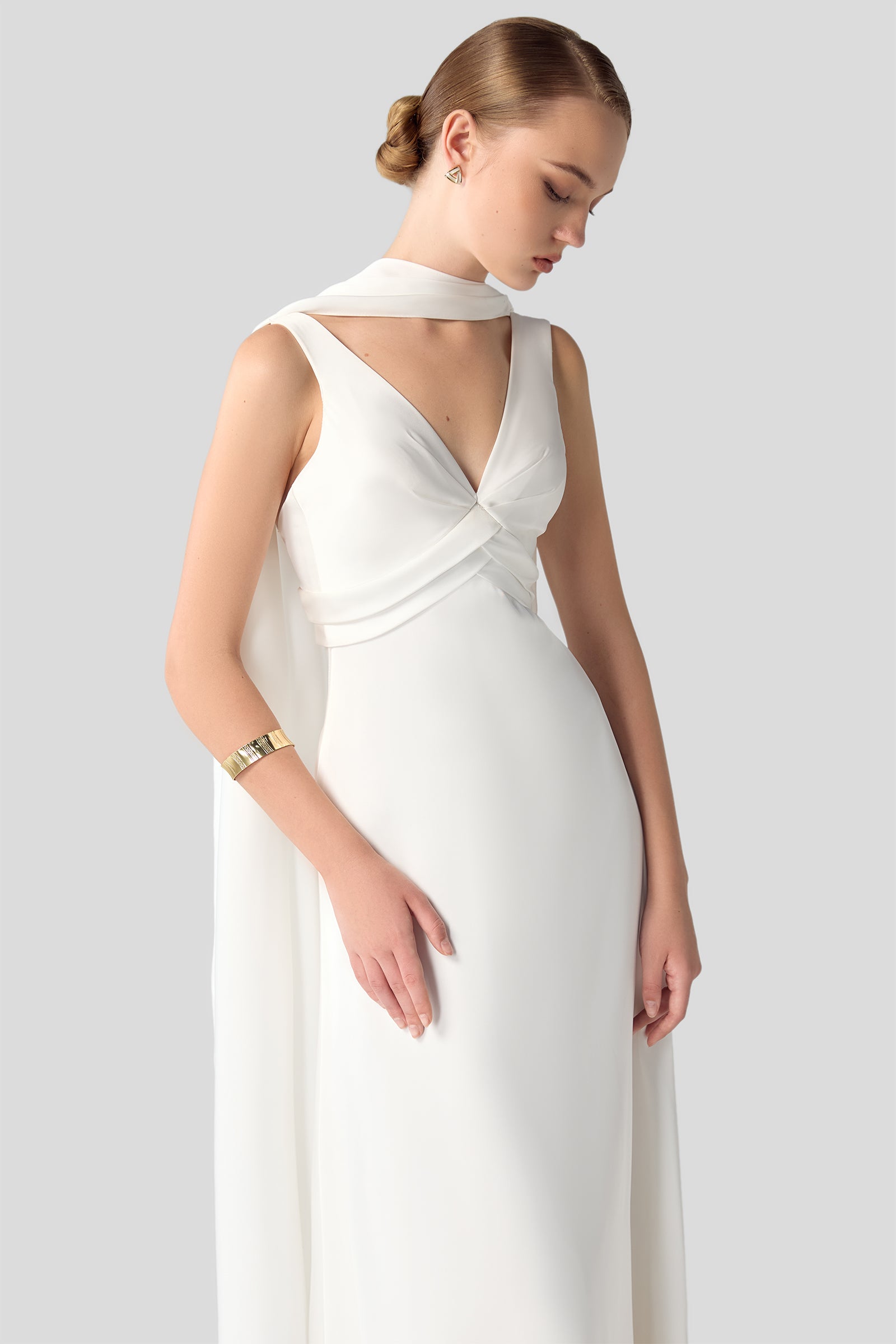 Women's Aria V-Neck Maxi Dress White XS/S/M/L/Customize MEAN BLVD, White / XS Women's Aria V-Neck Maxi Dress White XS/S/M/L/Customize MEAN BLVD, White / XS