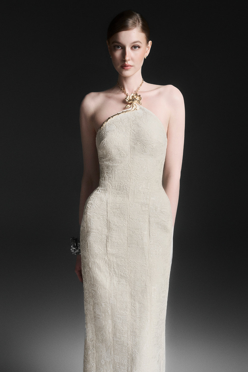 Women's Evora Halter Midi Dress Ivory Cream XS/S/M/L/XL/Customize MEAN BLVD Women's Evora Halter Midi Dress Ivory Cream XS/S/M/L/XL/Customize MEAN BLVD