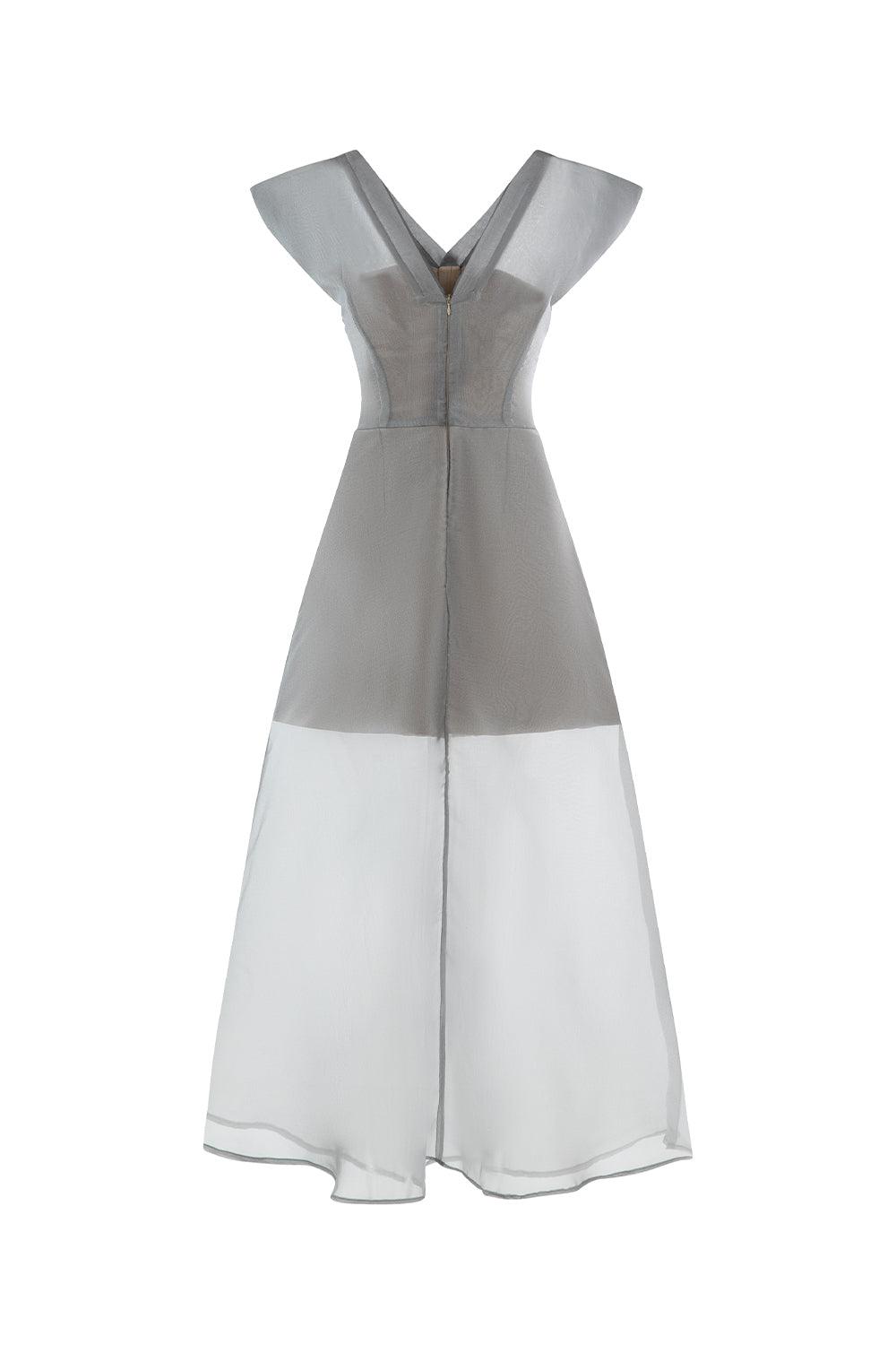 Delight A-line V-Neck Poly Organza Ankle Length Dress