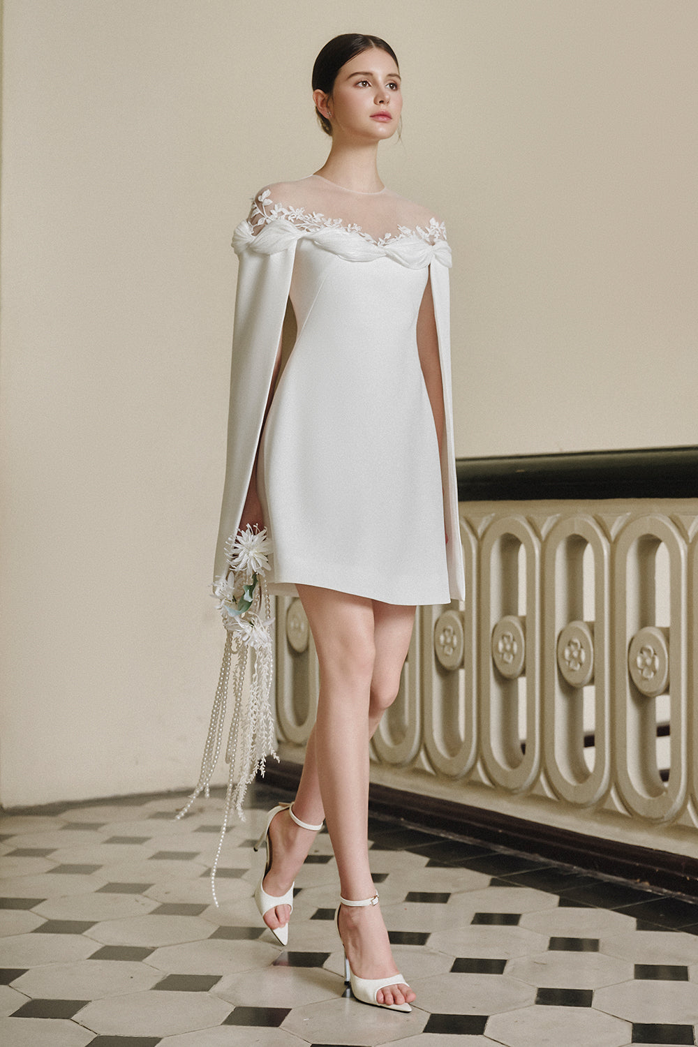 Margaret Cape Sleeve Mini Dress