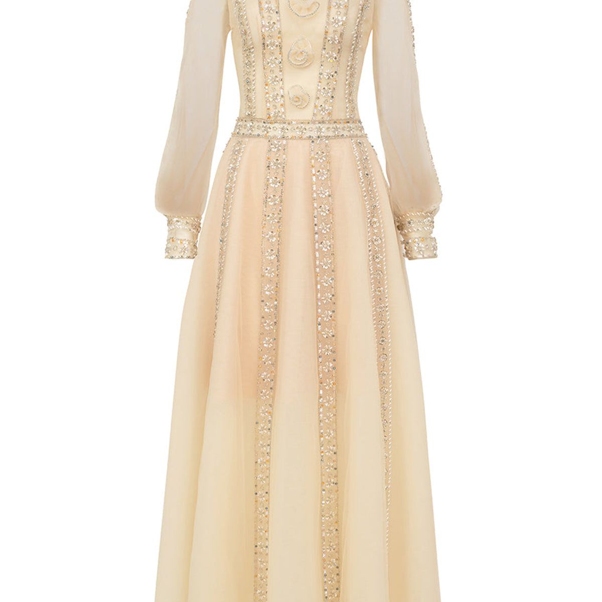 Ramsey A-line Bishop Sleeved Polyester Maxi Dress