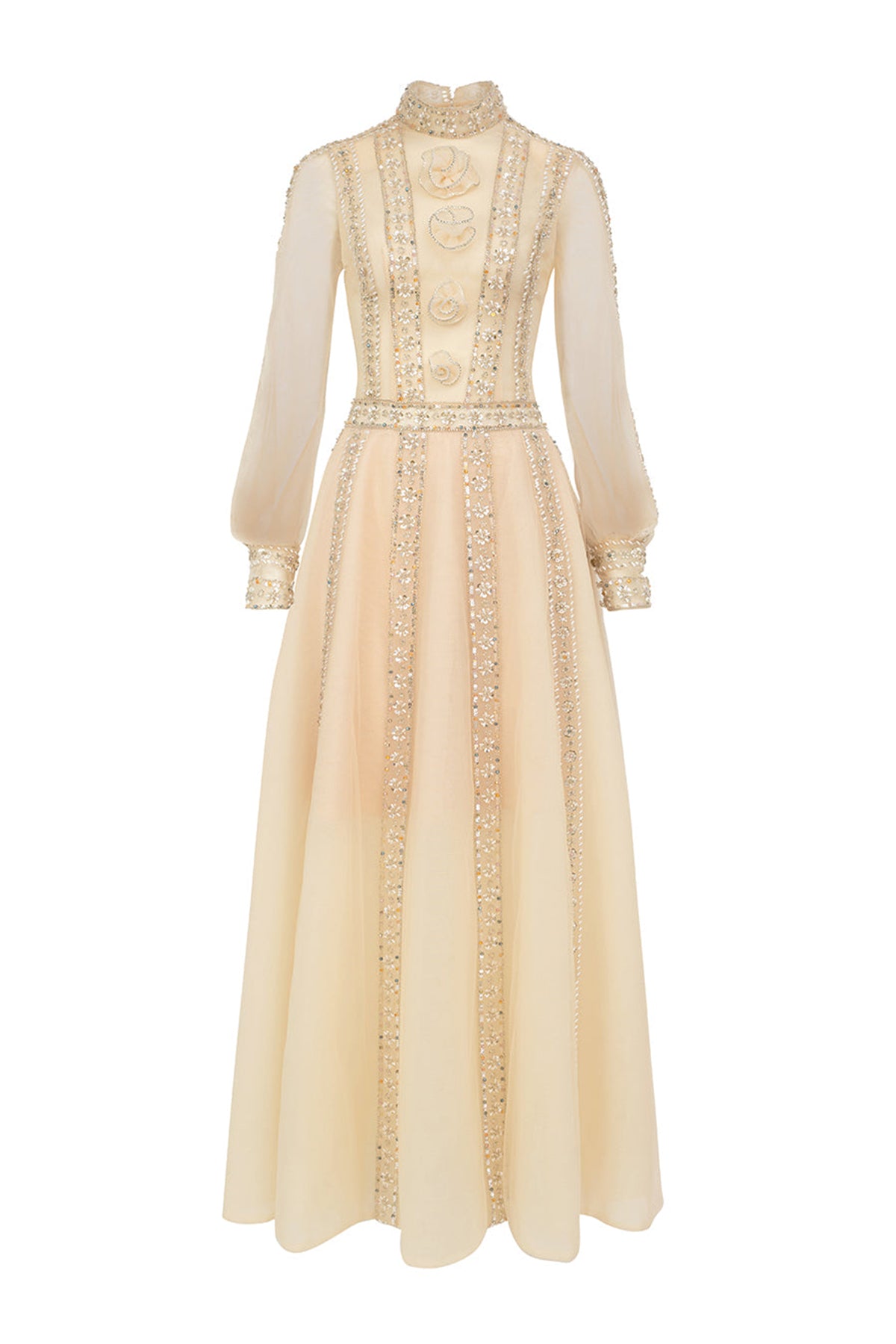 Ramsey A-line Bishop Sleeved Polyester Maxi Dress