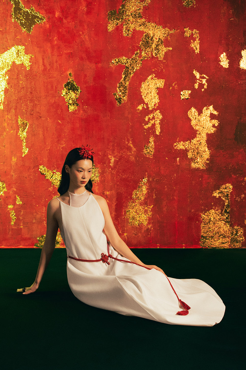 Tuyet Anh A-line Taffeta Maxi Dress