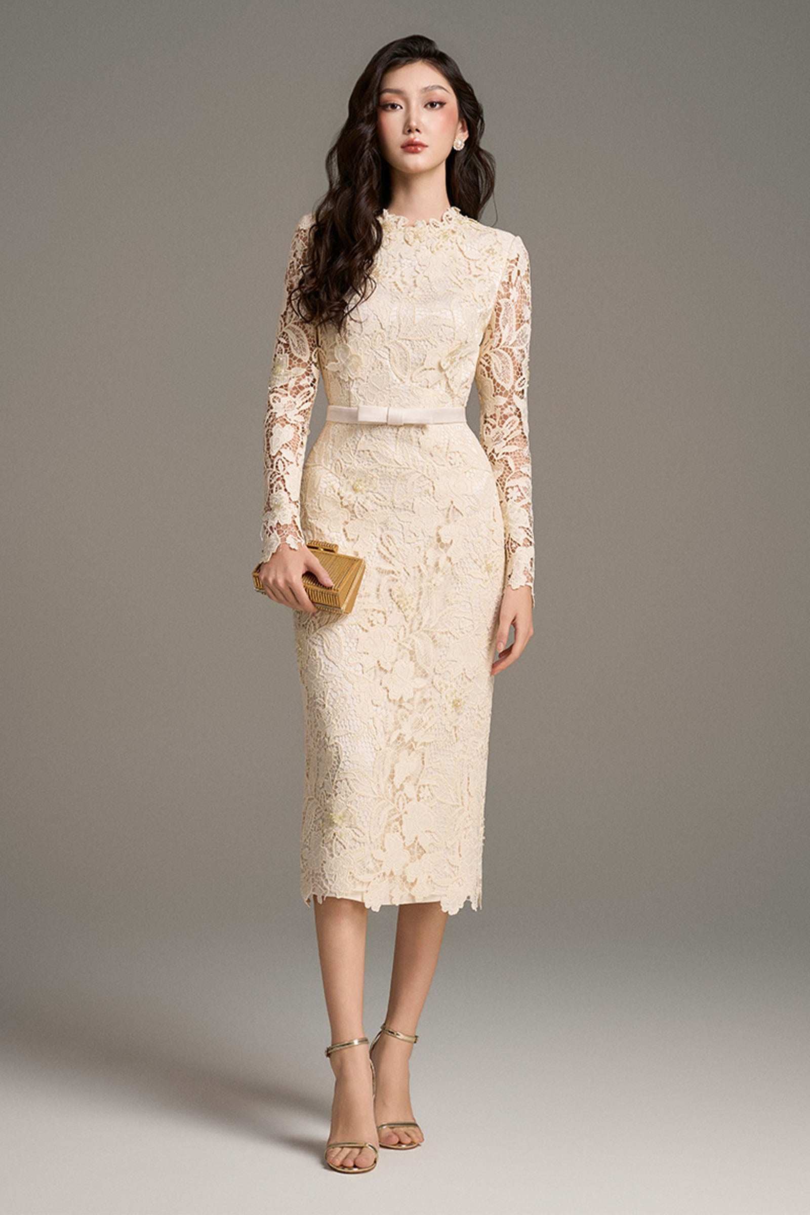 Solenne Lace Midi Dress