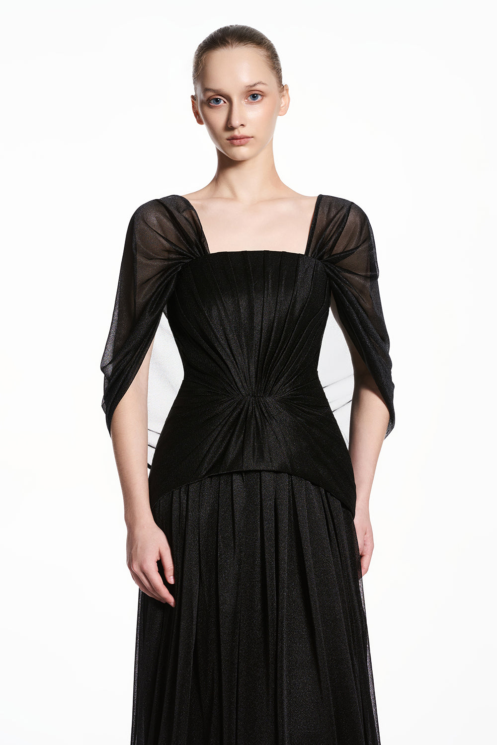 Lumine Square Neck Pleated Maxi Dress