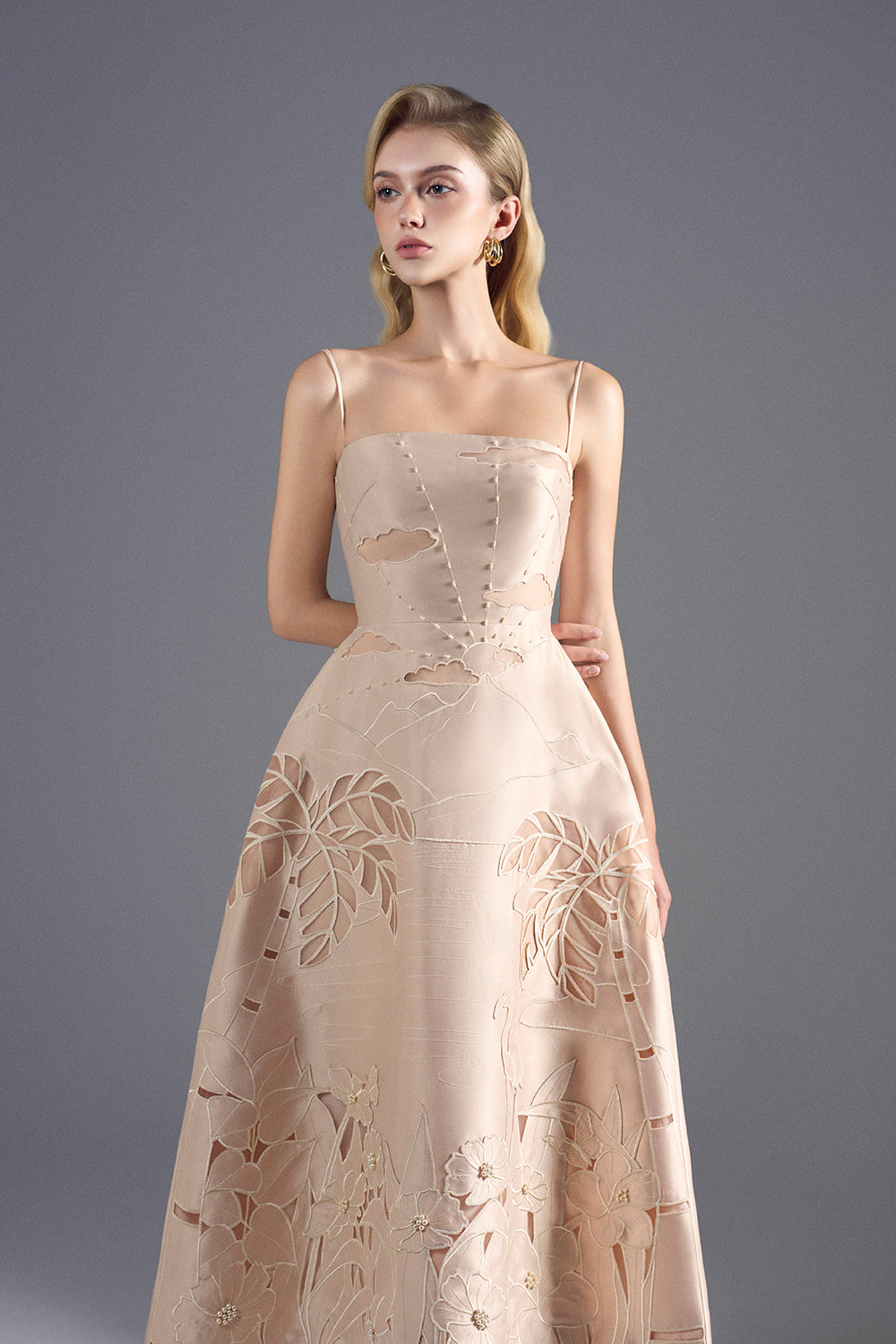 Ariselle Embroidery Midi Dress