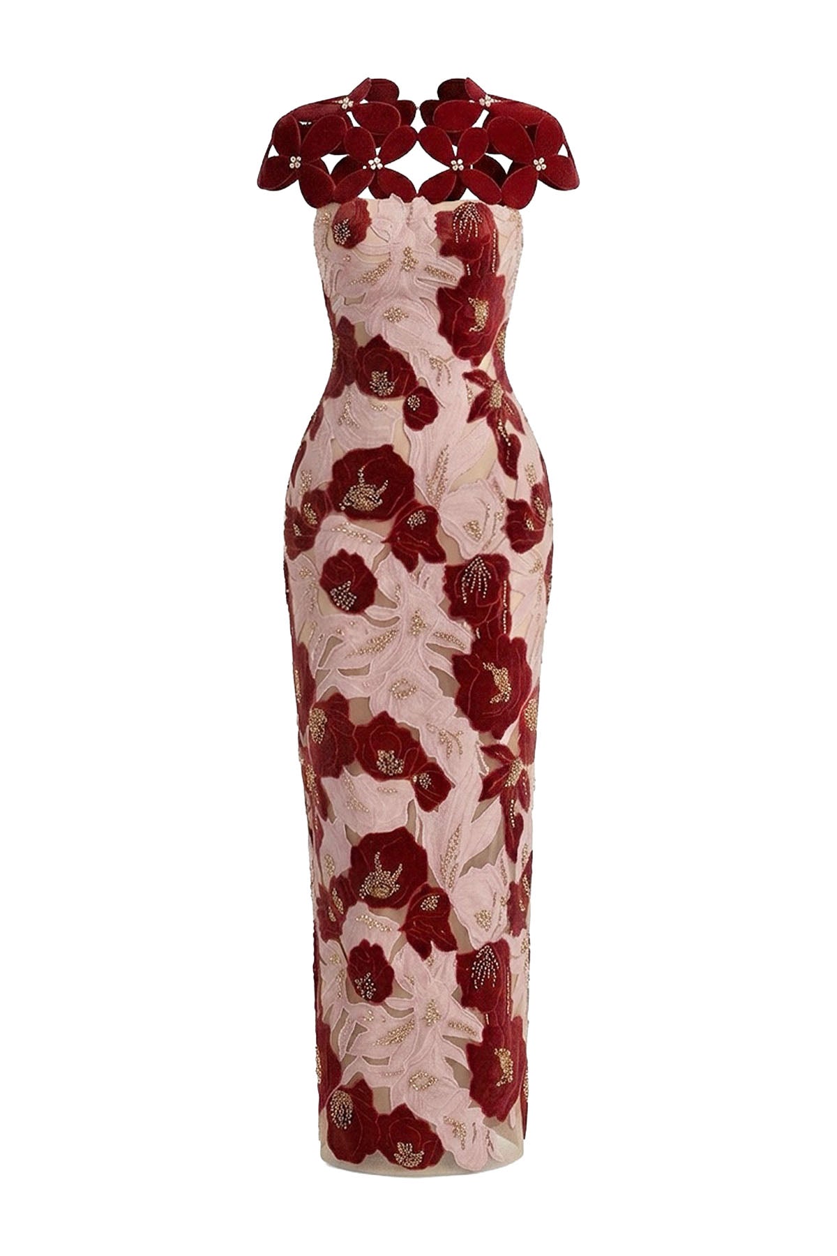 red rose applique dress Francesca Velvet Rose Applique Dress