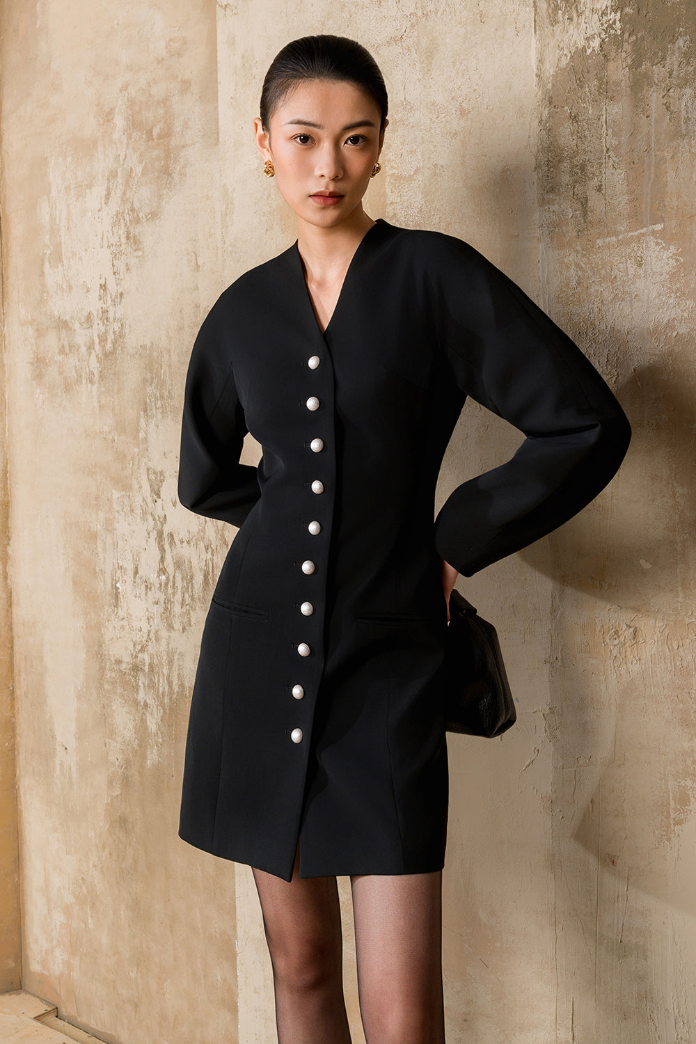 Sloe Button Mini Dress