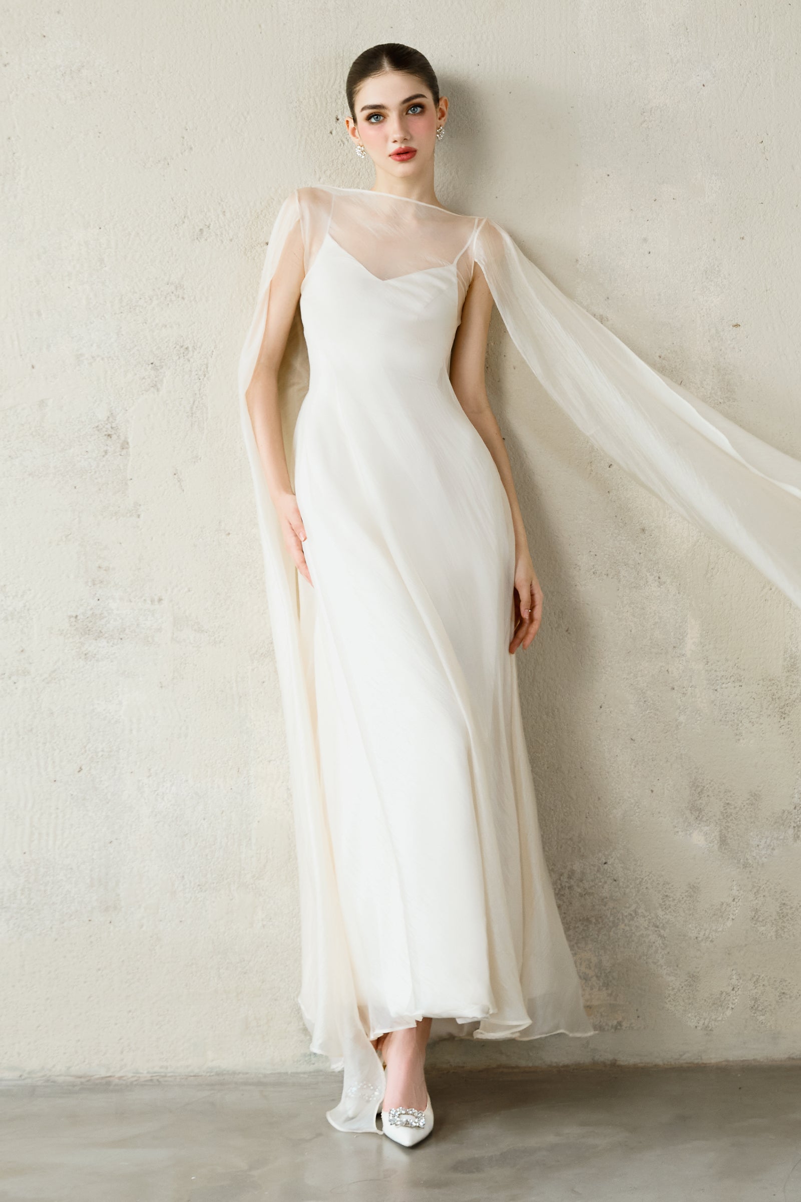 Mei Cape Sleeve Maxi Dress