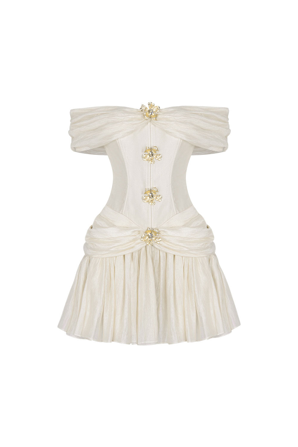 Emerald Fit and Flare Corset Waist Chiffon Mini Dress