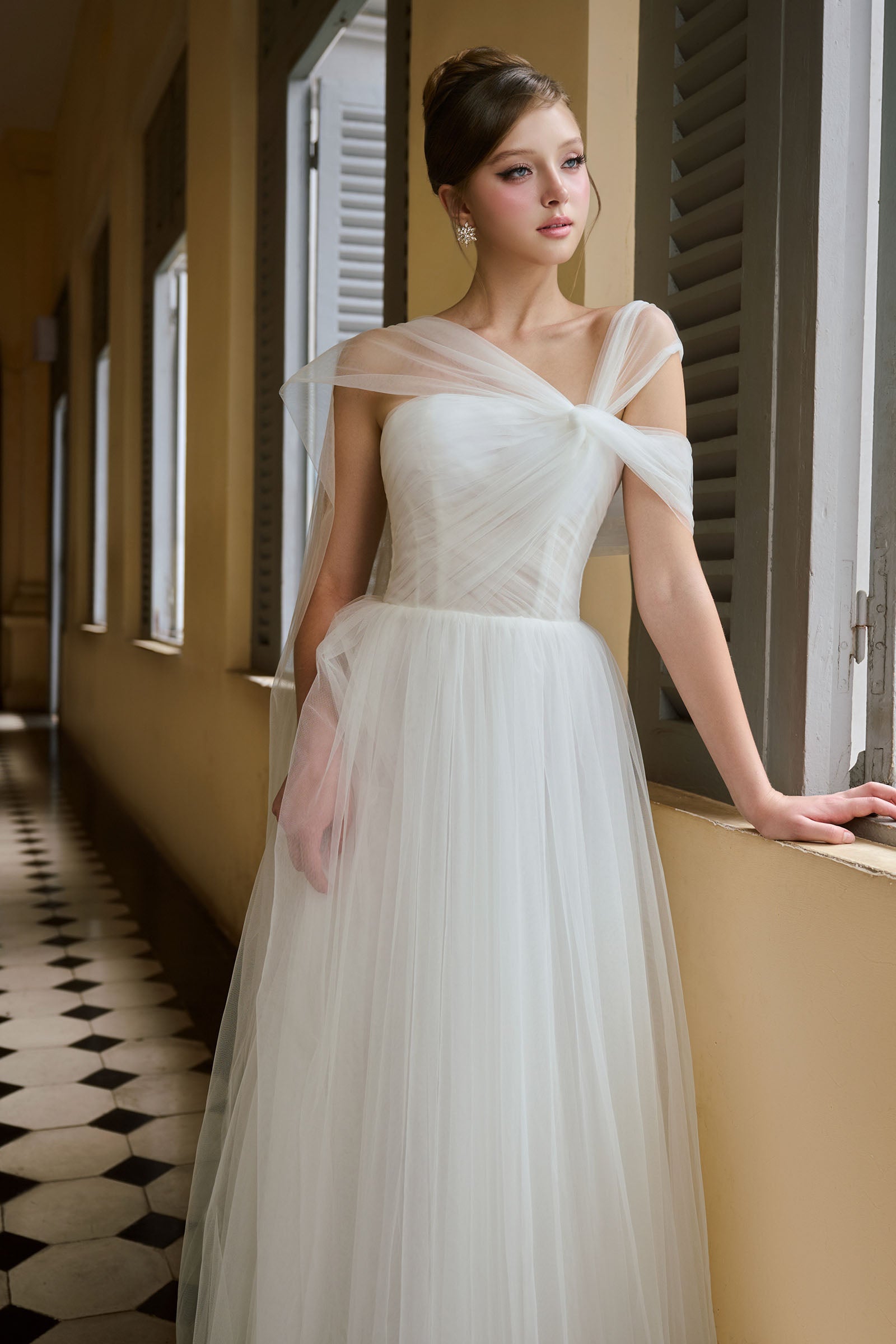 Margaret Asymmetric Neck Maxi Dress