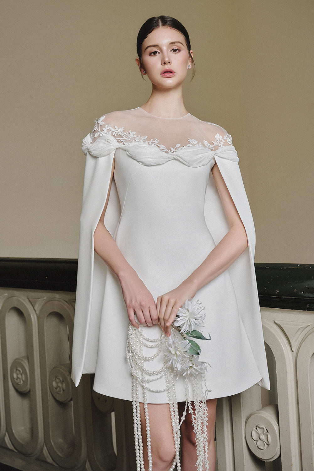 mini dress with cape sleeves Eya