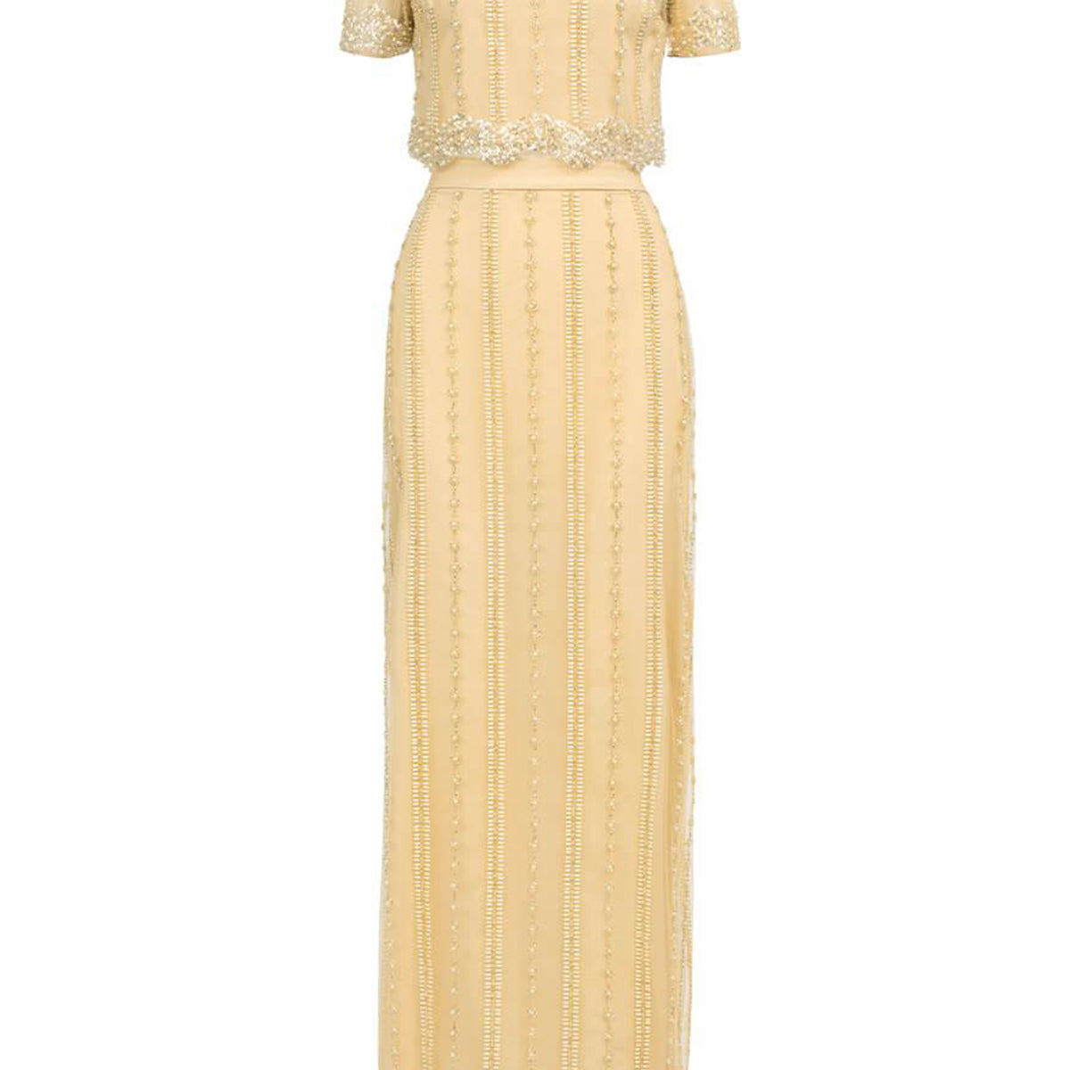 Quintana Sheath Short Sleeved Polyester Floor Length Set