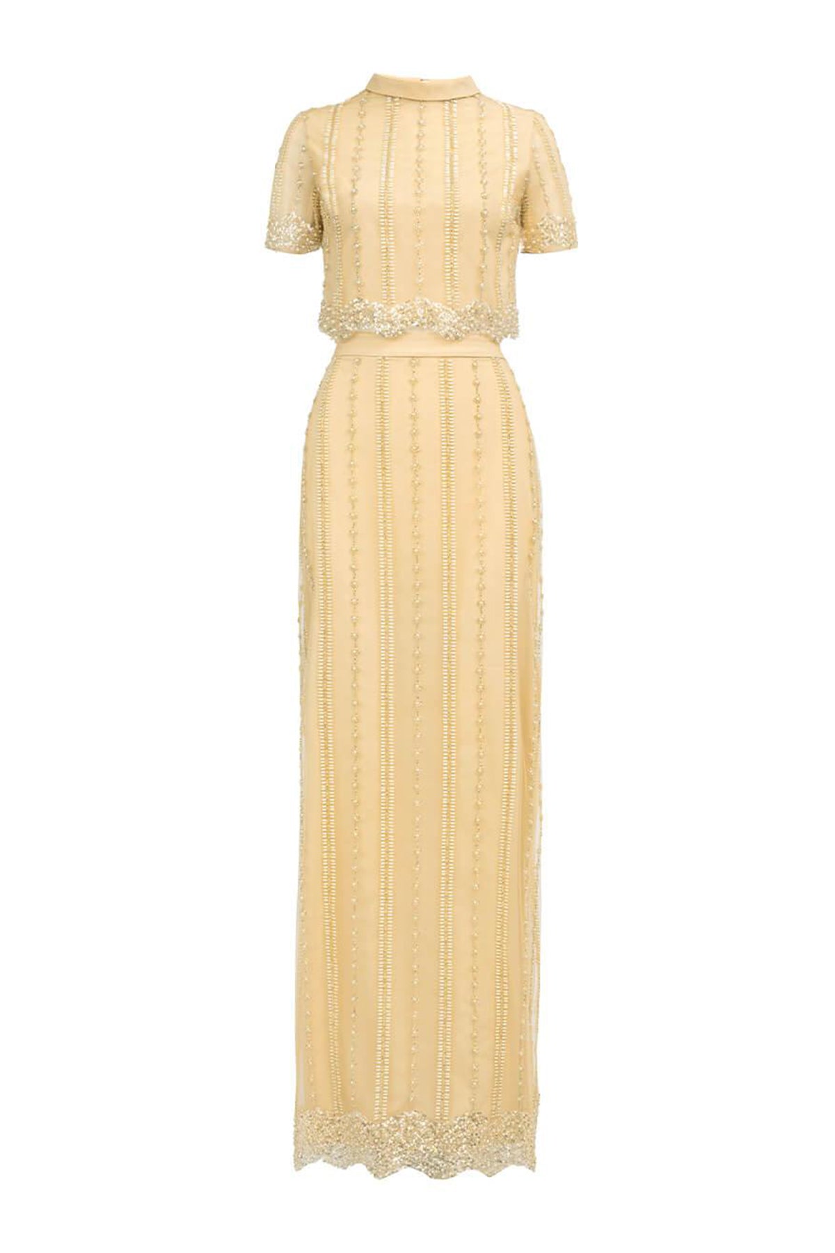 Quintana Sheath Short Sleeved Polyester Floor Length Set