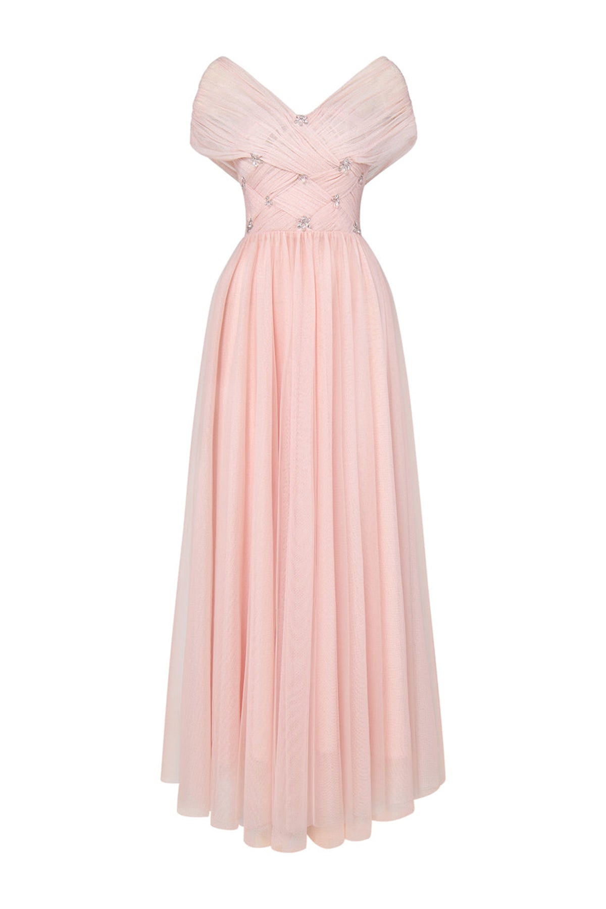 Serinna A-line V-Neck Tulle Midi Dress