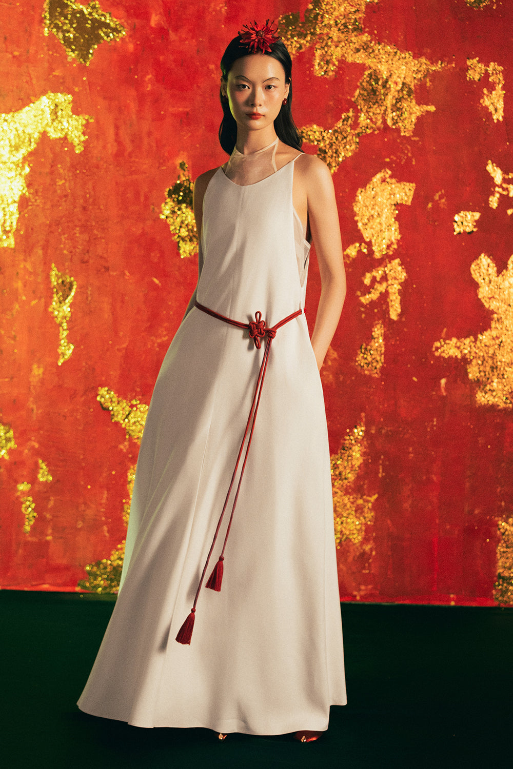 Tuyet Anh A-line Taffeta Maxi Dress
