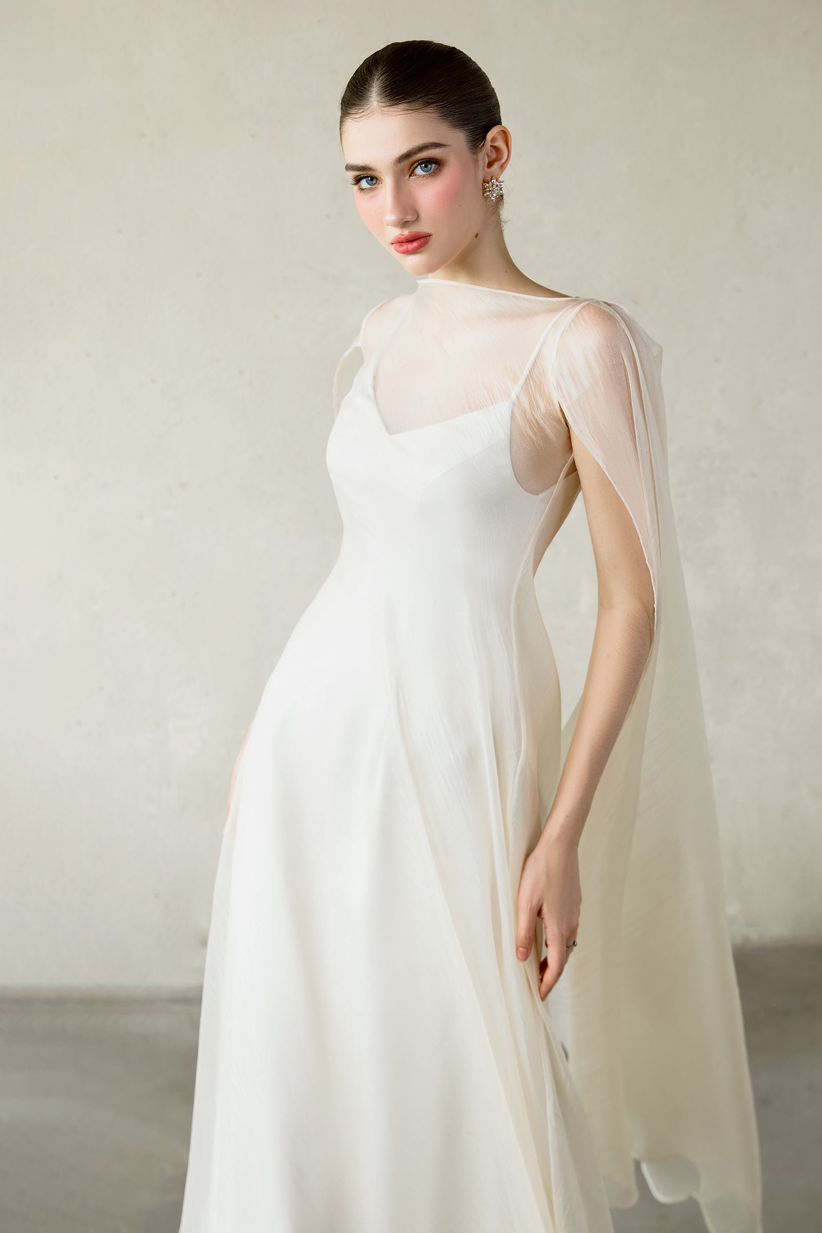 Mei Cape Sleeve Maxi Dress