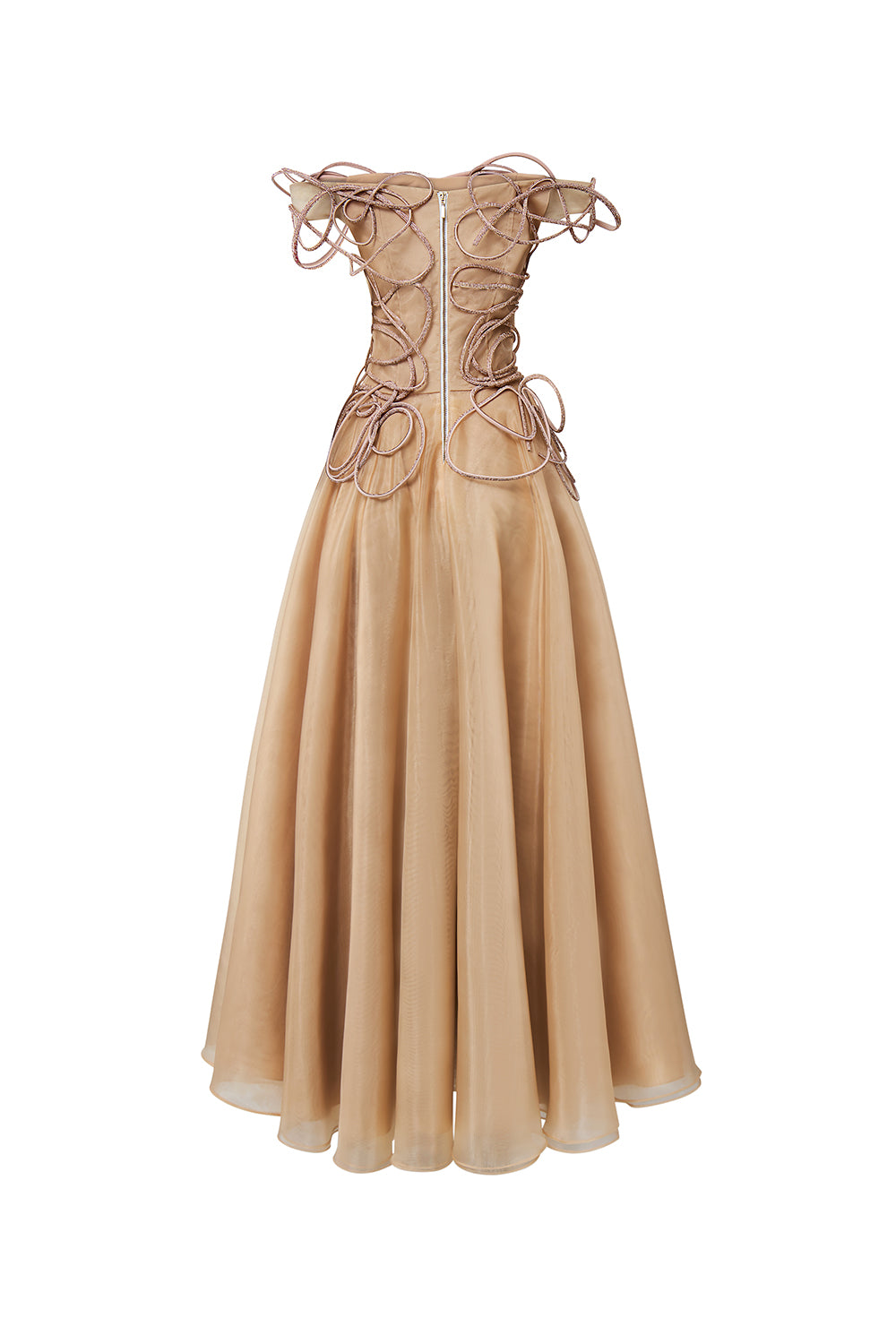 Julissa A-line Off-Shoulder Mesh Floor Length Dress