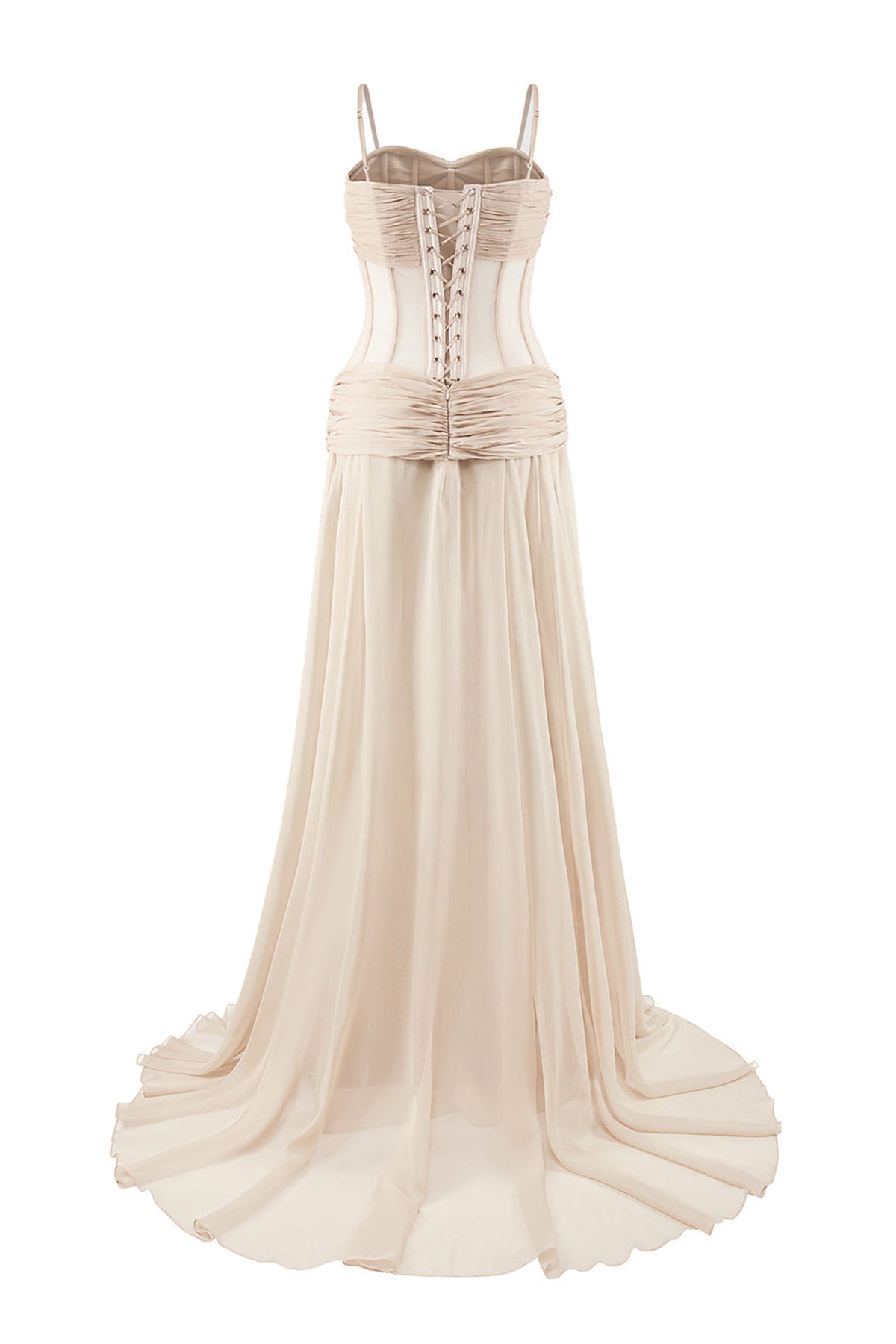 Mckinley Fit and Flare Corset Waist Chiffon Extra Long Length Dress