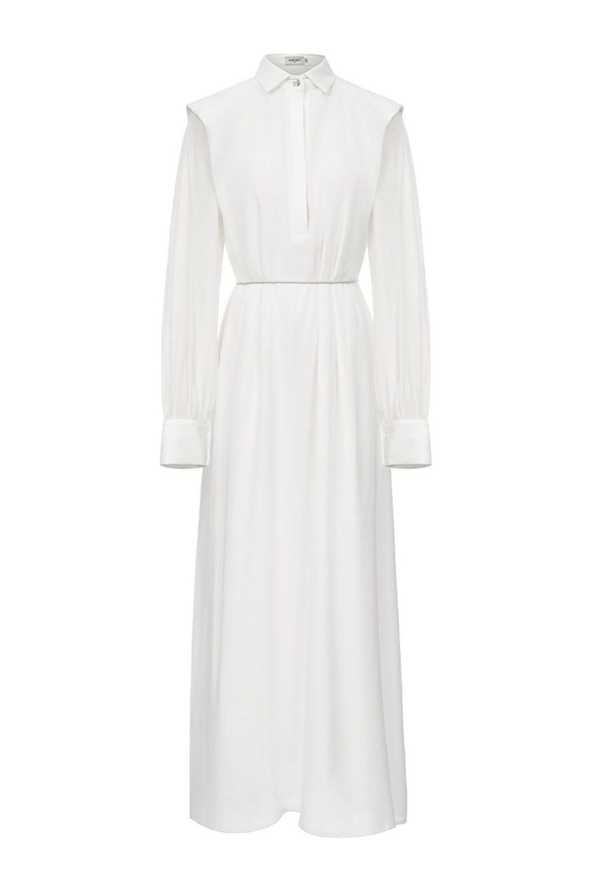 Ophelia Peplum Cuff Sleeved Crinkle Chiffon Ankle Length Dress