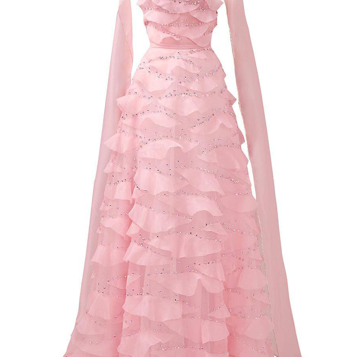 Preston Cape Ruffle Layer Organza Floor Length Set