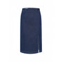 Elara Straight Side Slit Denim Knee-length Skirt