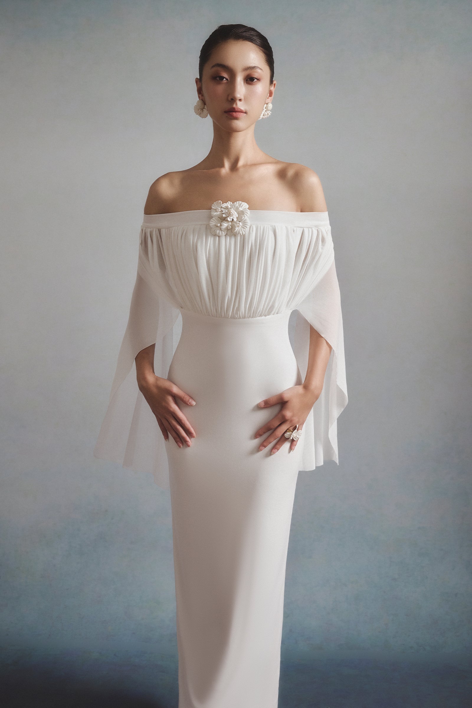 Brume Cape Sleeve Midi Dress