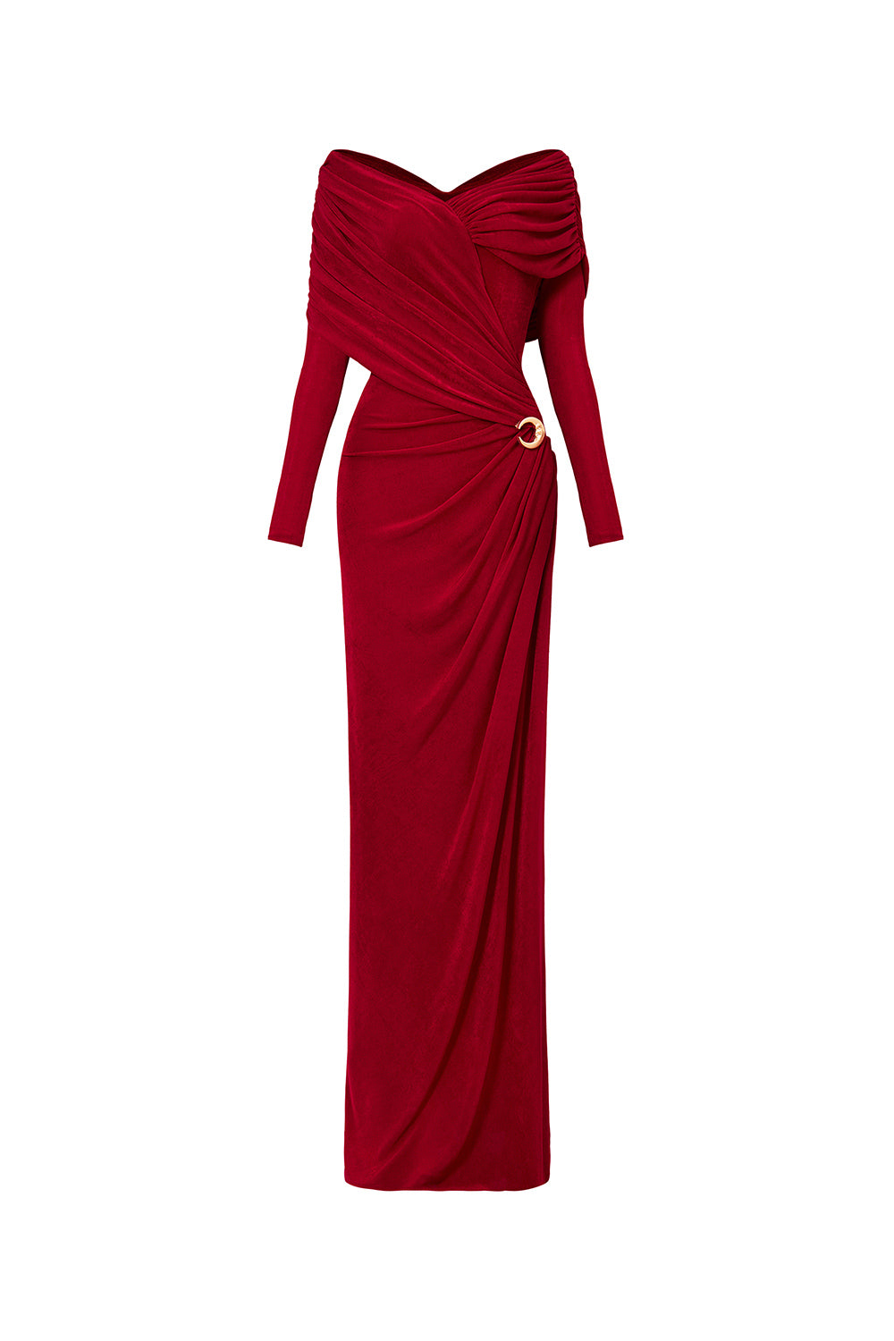 Aether Sheath Gathered Spandex Floor Length Dress