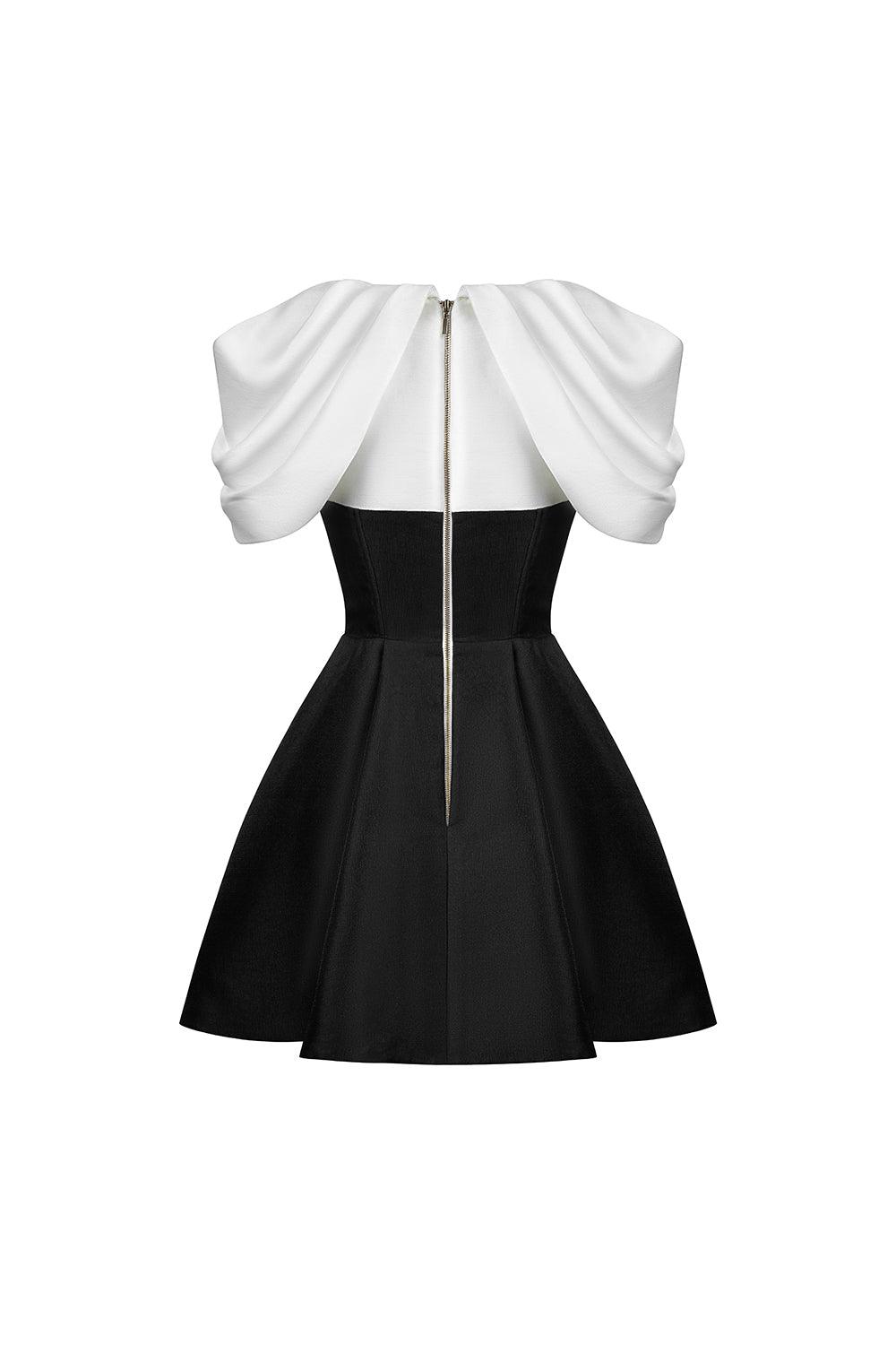 Enigma A-line Draped Taffeta Mini Dress